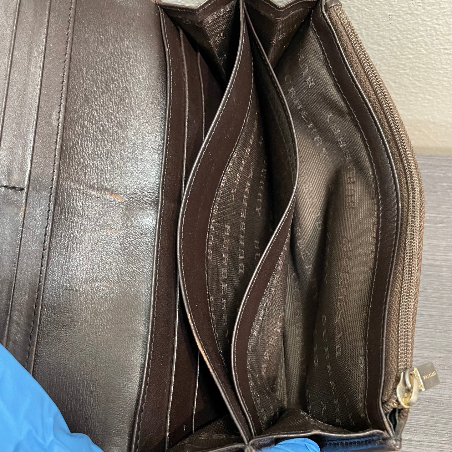 BURBERRY Coated Canvas Brown Leather Wallet