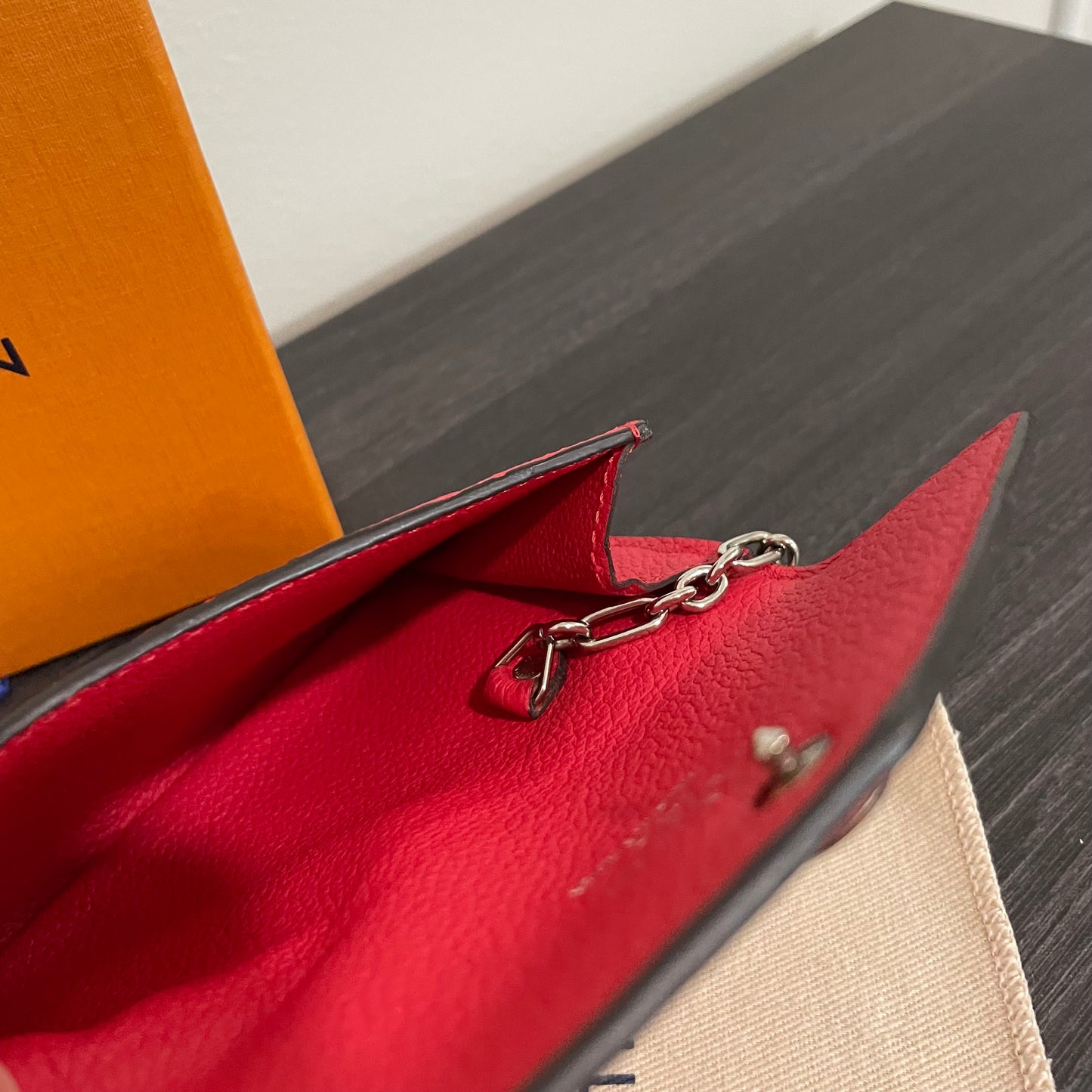 SOLD! Louis Vuitton Cherry Red Empreinte Key Pouch with Box