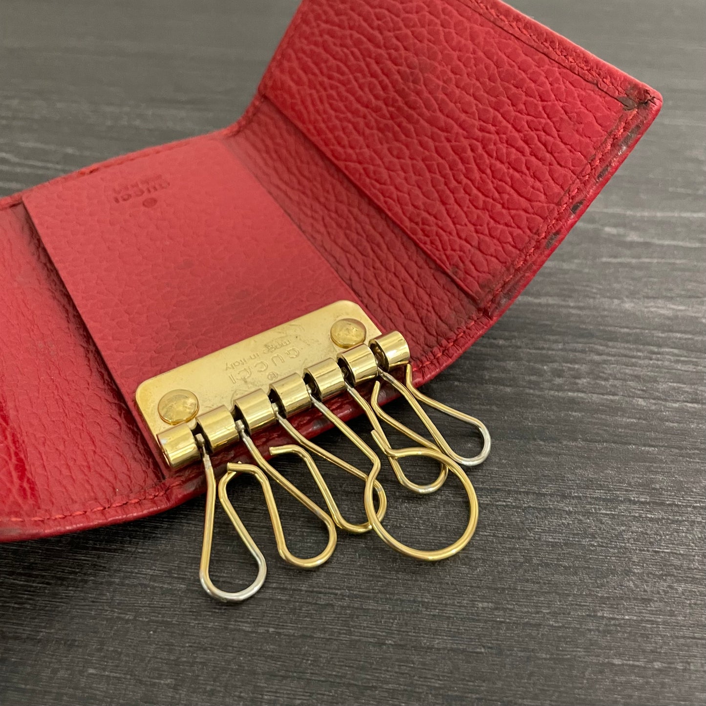 SOLD! Gucci GG Canvas Web Sherry Line Clutch Bag & Gucci GG Marmont Leather Key Case
