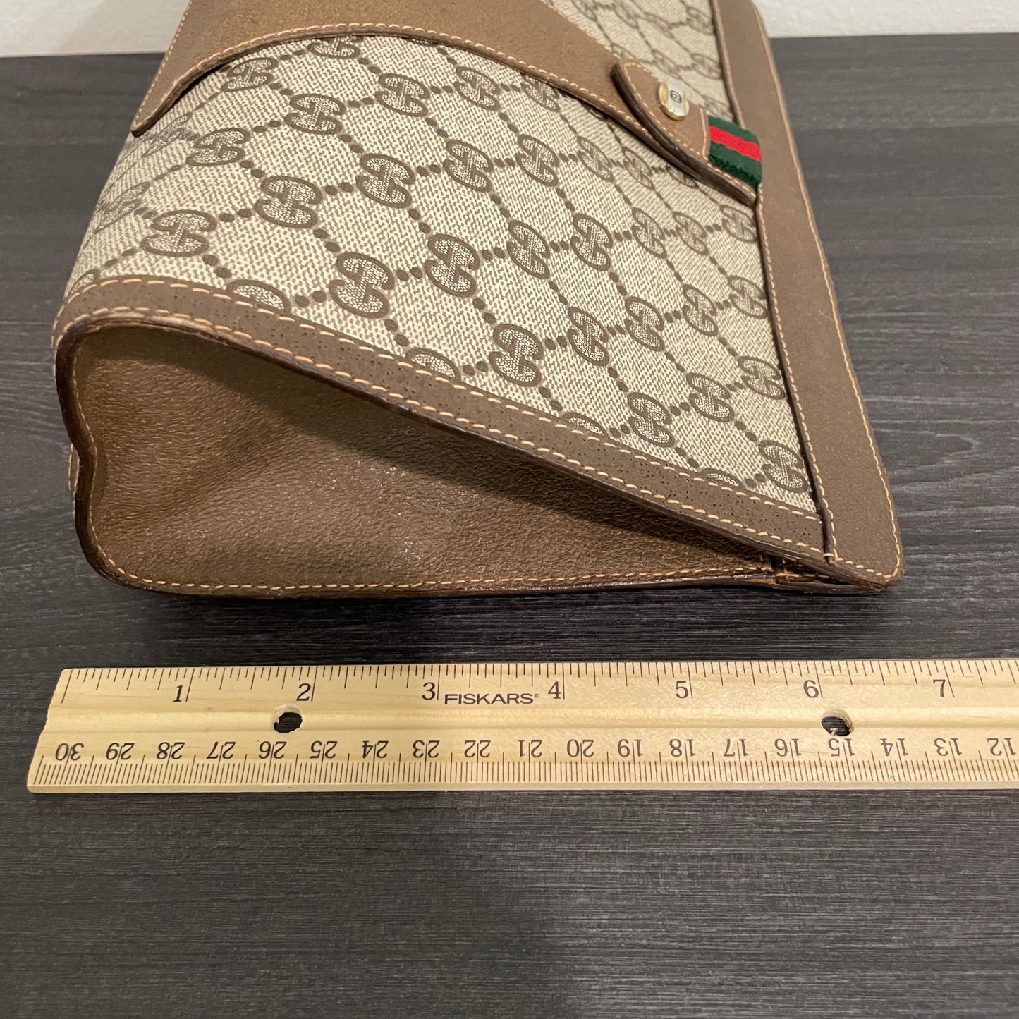 SOLD! Gucci GG Canvas Web Sherry Line Clutch Bag & Gucci GG Marmont Leather Key Case
