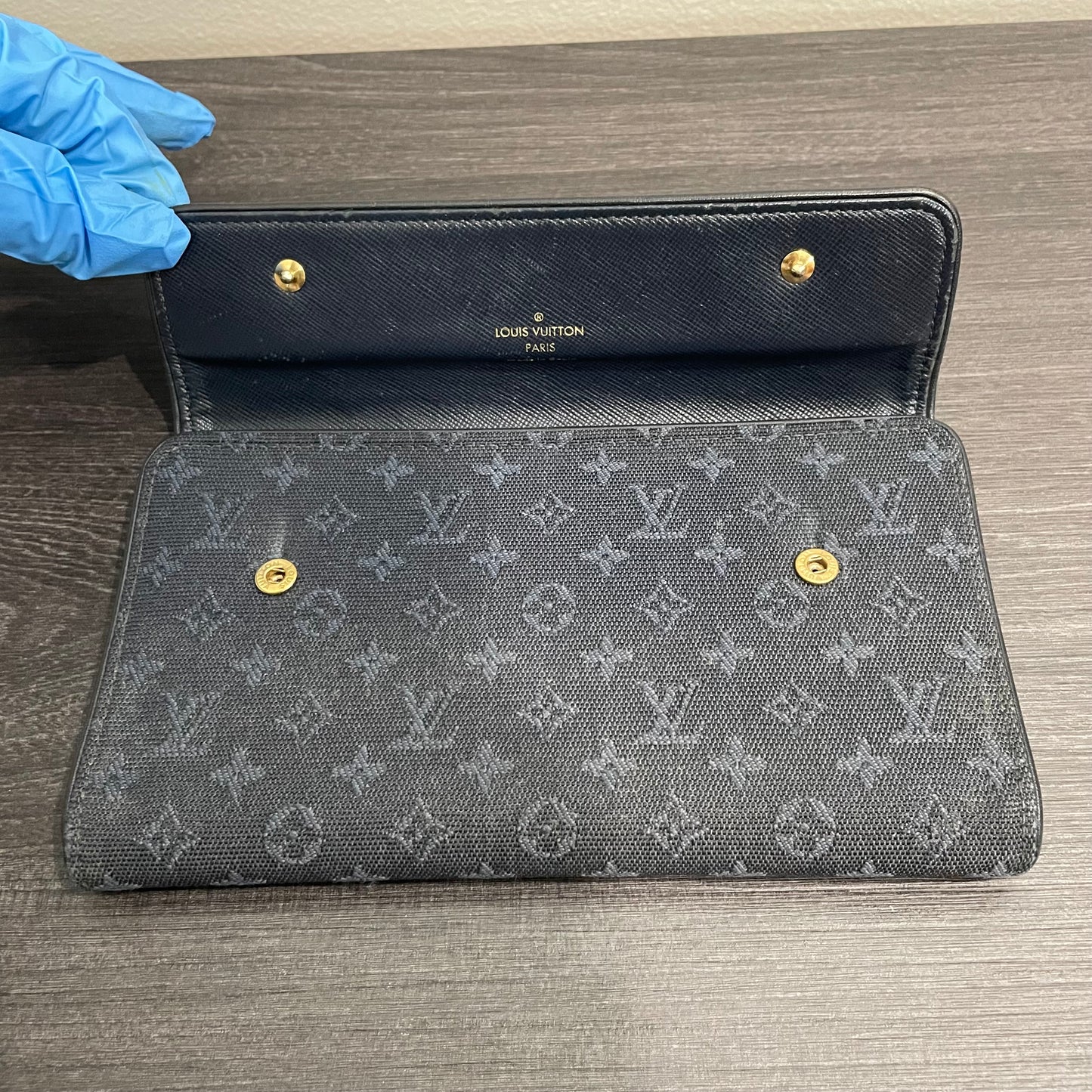LOUIS VUITTON Navy Monogram Canvas Wallet