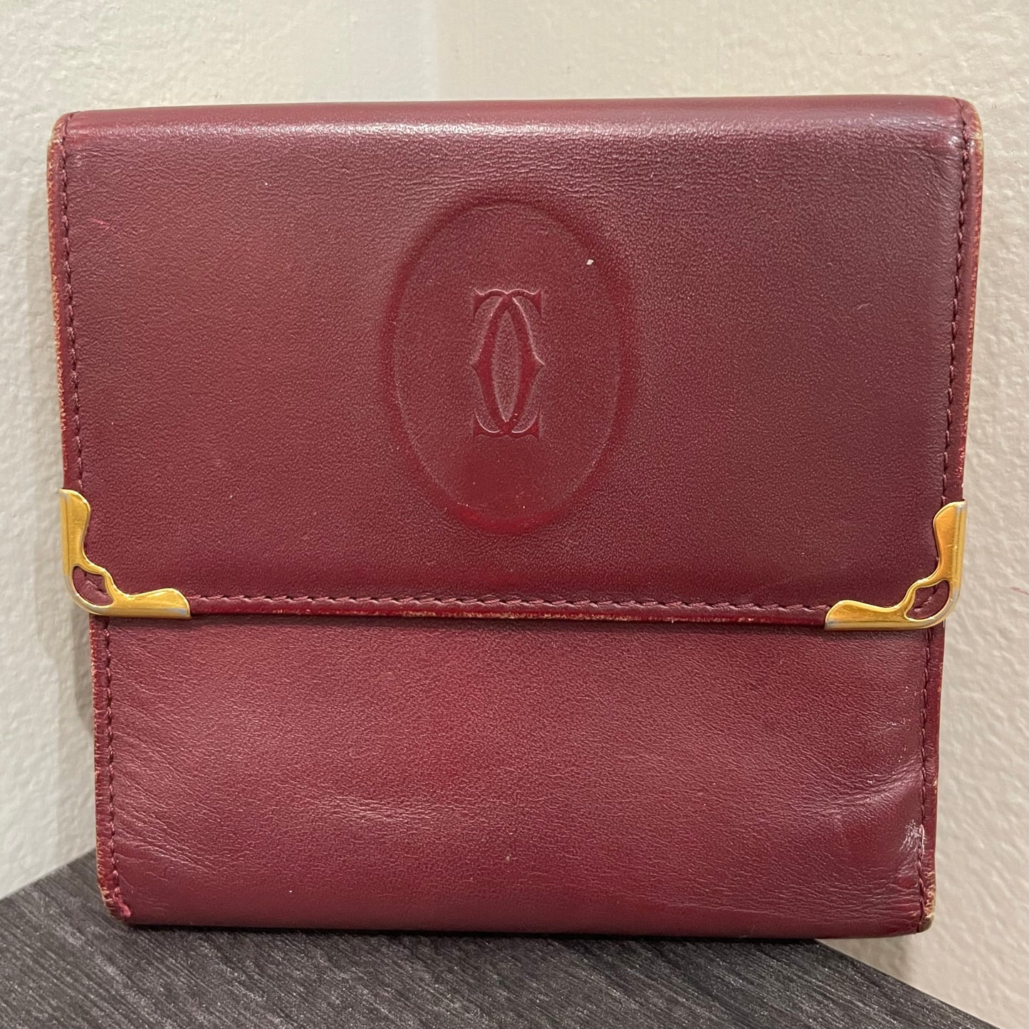 CARTIER Leather Wallet with Kiss Clasp