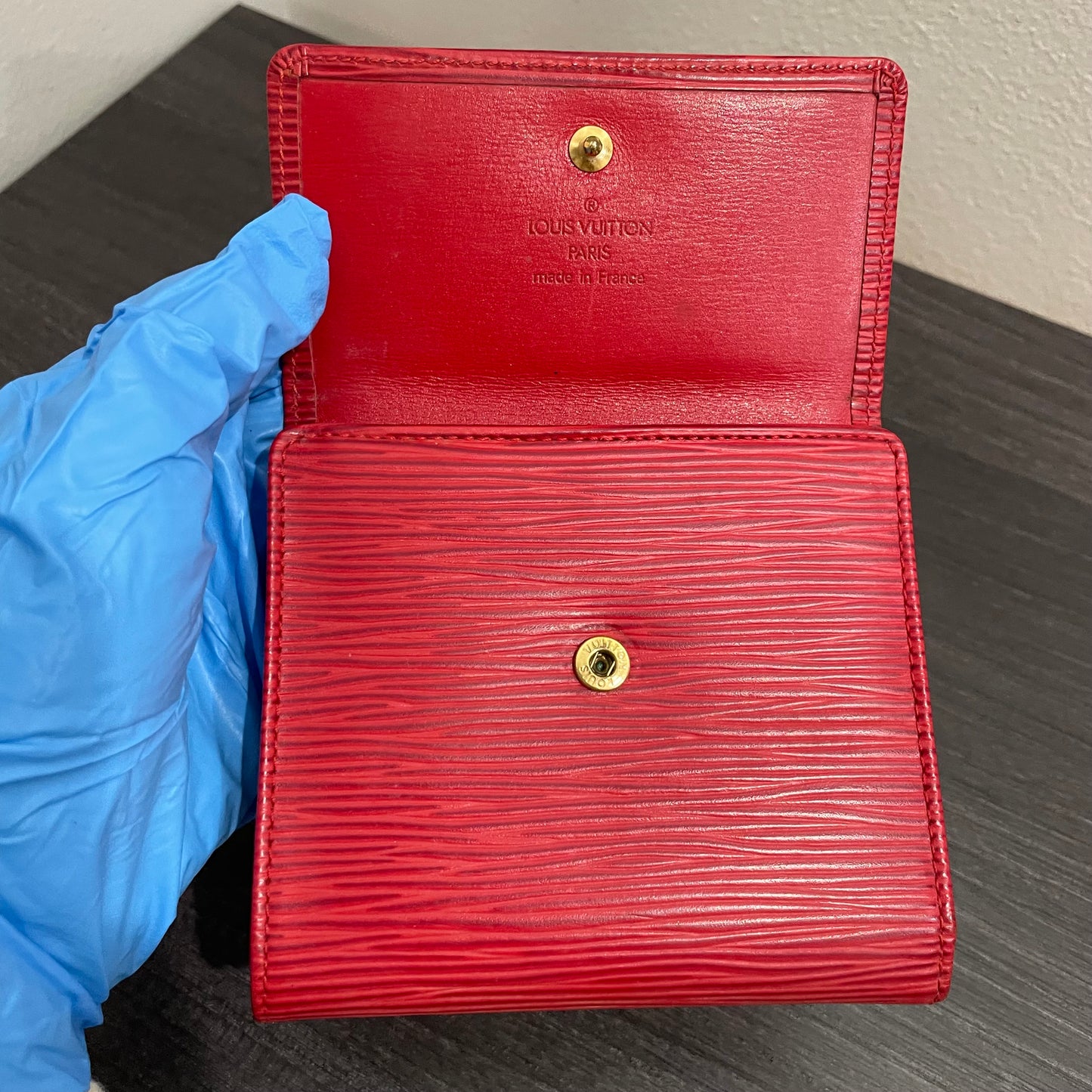 LOUIS VUITTON Red Epi Leather Wallet