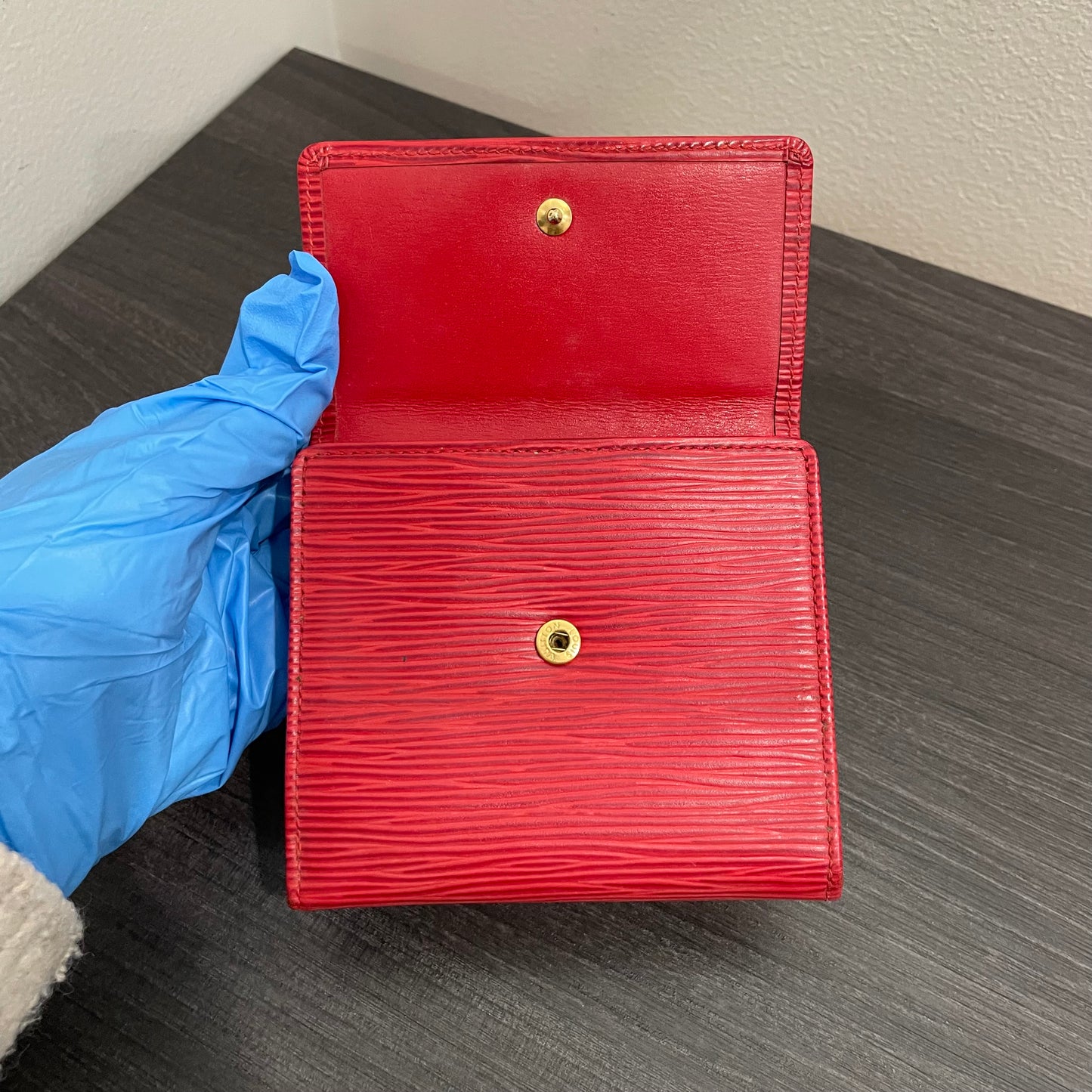 LOUIS VUITTON Red Epi Leather Wallet