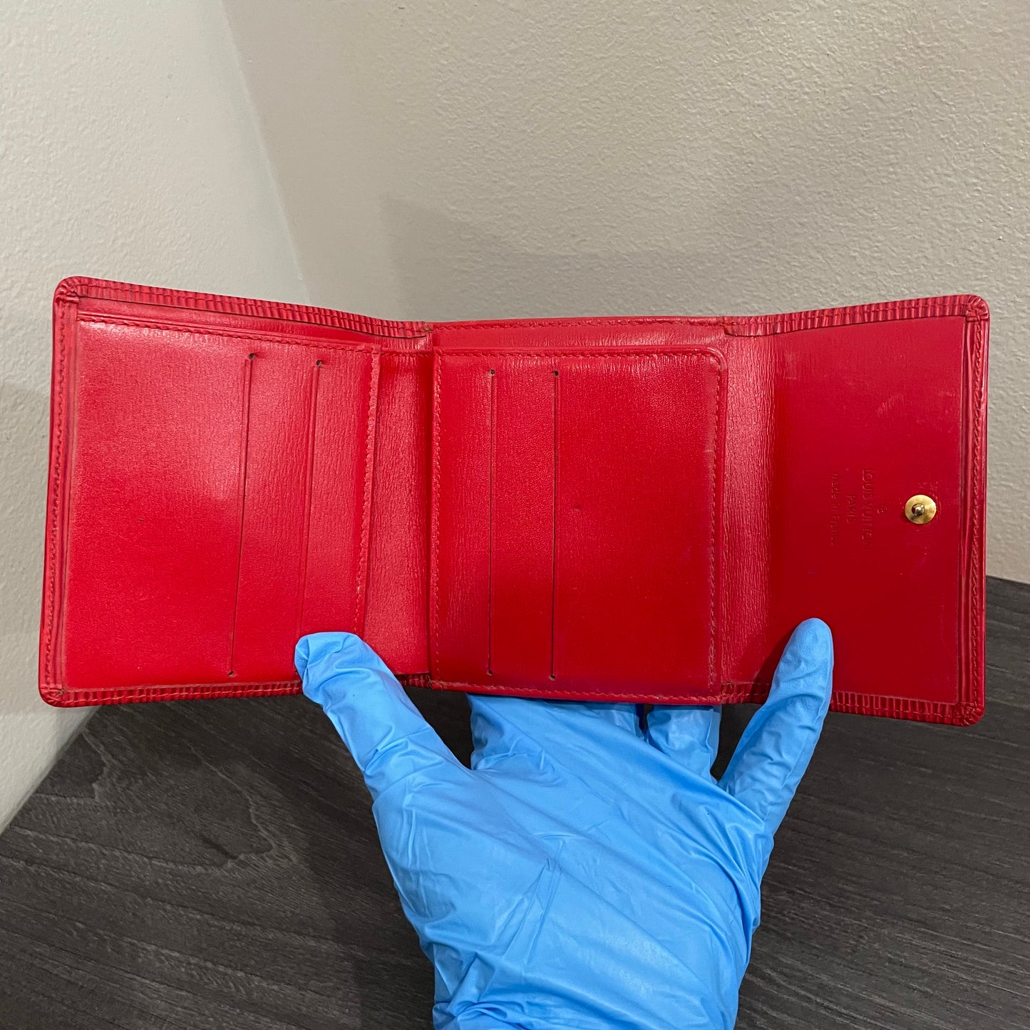 LOUIS VUITTON Red Epi Leather Wallet