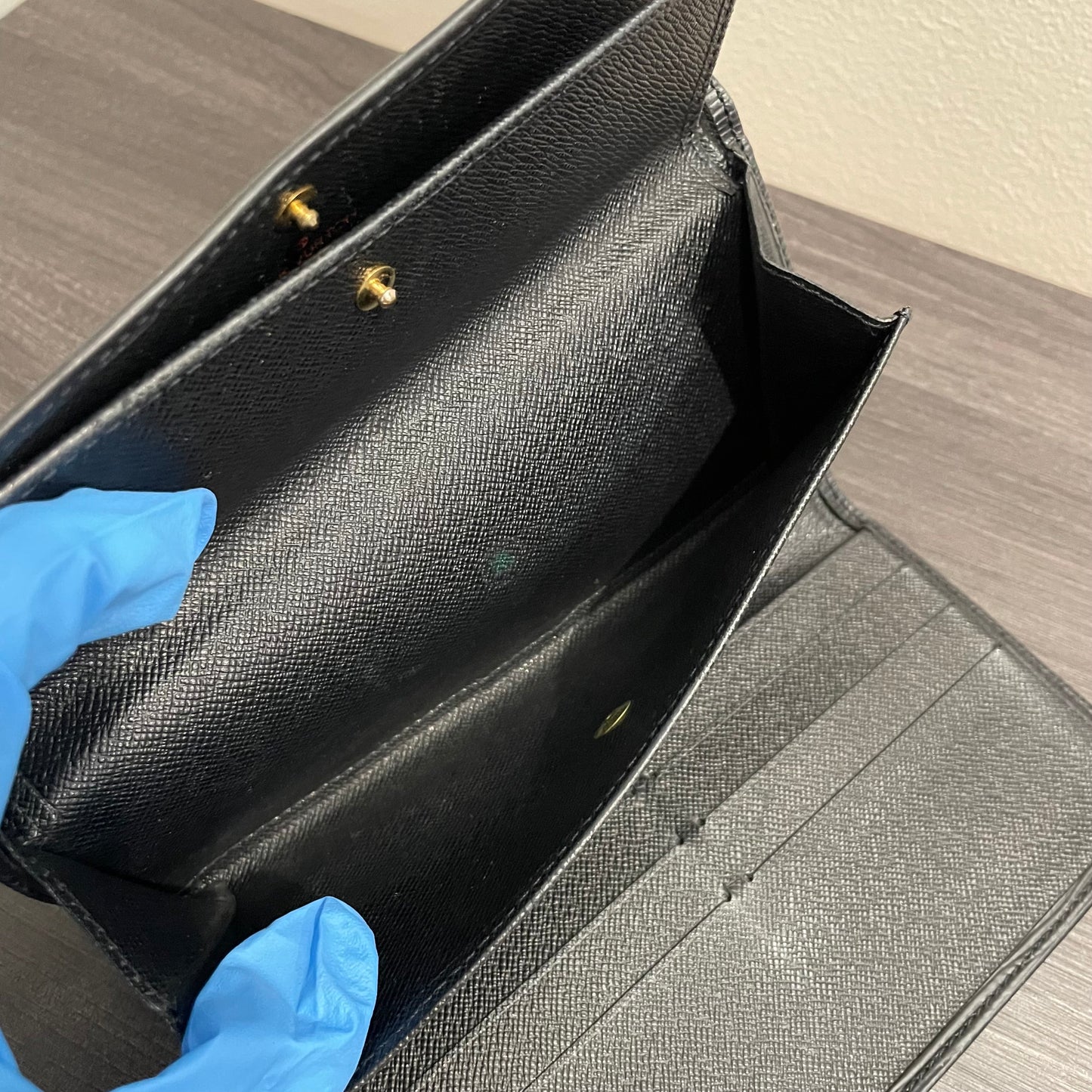 LOUIS VUITTON Black Epi Leather Wallet