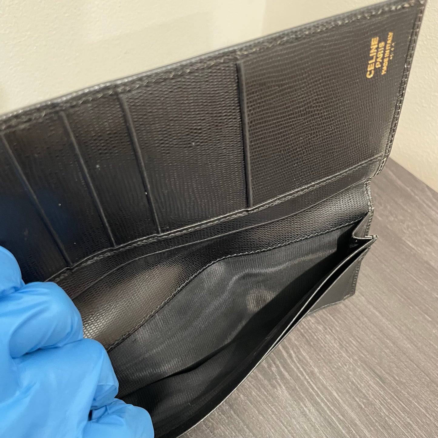 CELINE Leather Checkbook Holder