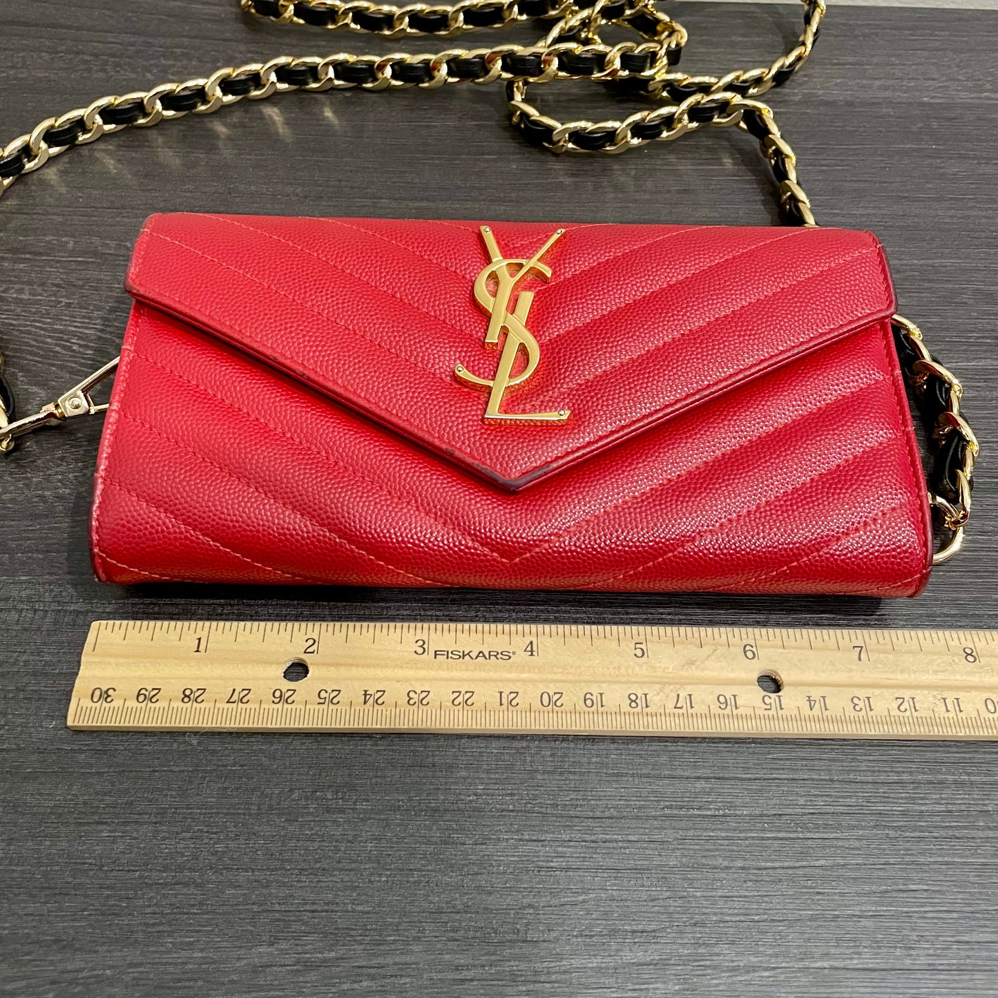 YVES SAINT LAURENT YSL Caviar Wallet on Chain
