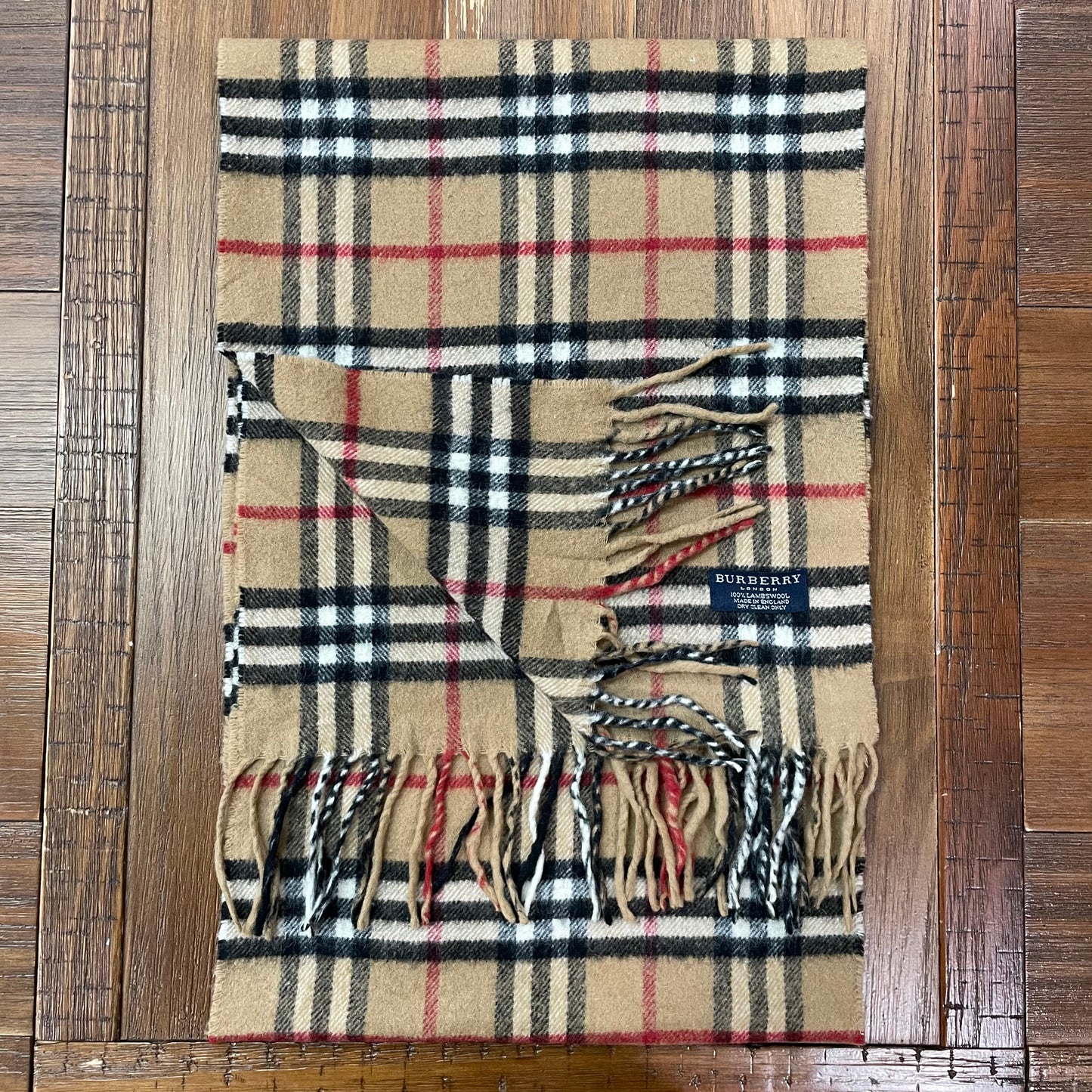 BURBERRY Brown 100% Lambswool Scarf Stole