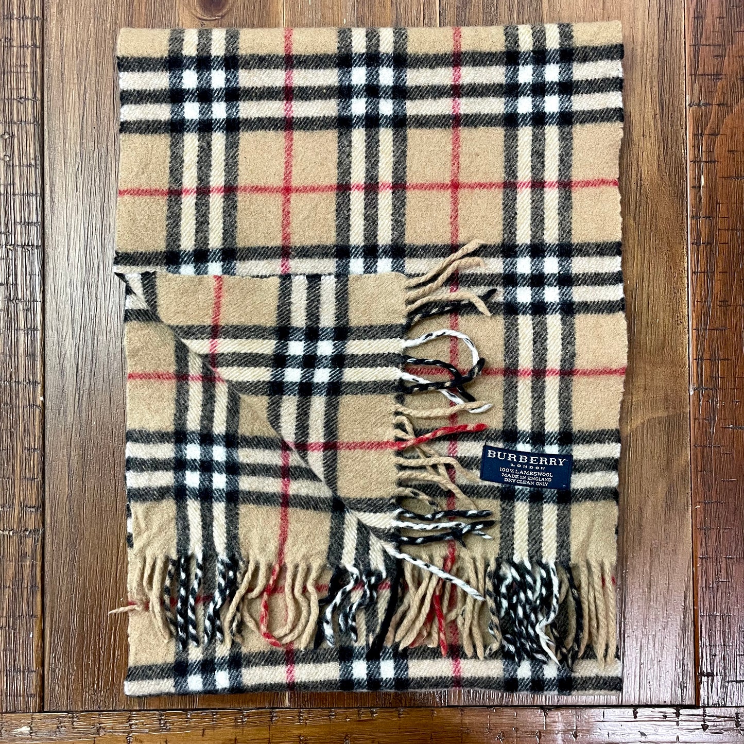 BURBERRY Brown 100% Lambswool Scarf Stole