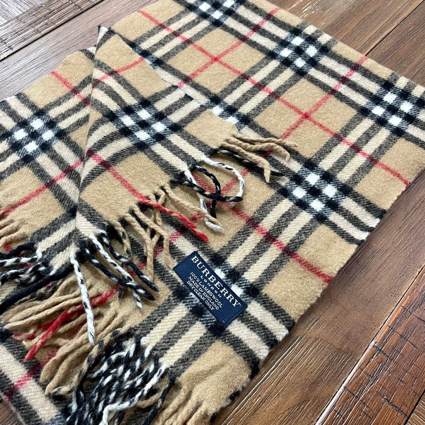 BURBERRY Brown 100% Lambswool Scarf Stole