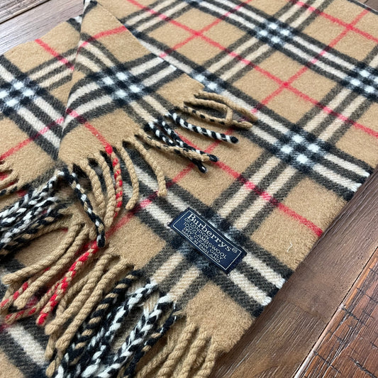 Vintage BURBERRYS Brown 100% Lambswool Scarf Stole