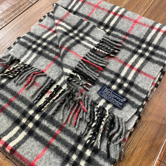 Vintage BURBERRYS GRAY 100% Cashmere Scarf Stole