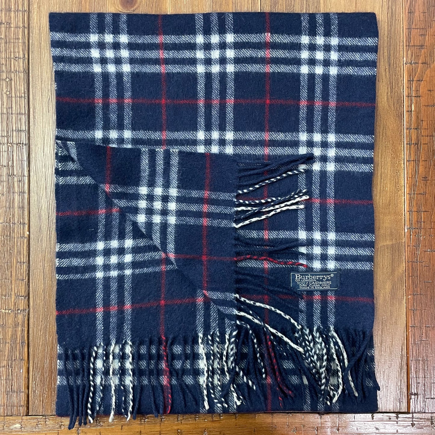 Vintage BURBERRYS Blue 100% Cashmere Scarf Stole