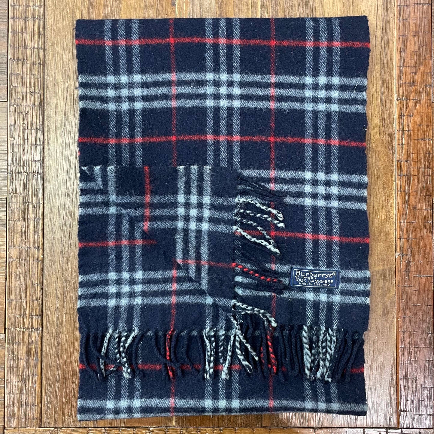 Vintage BURBERRYS Blue 100% Cashmere Scarf Stole
