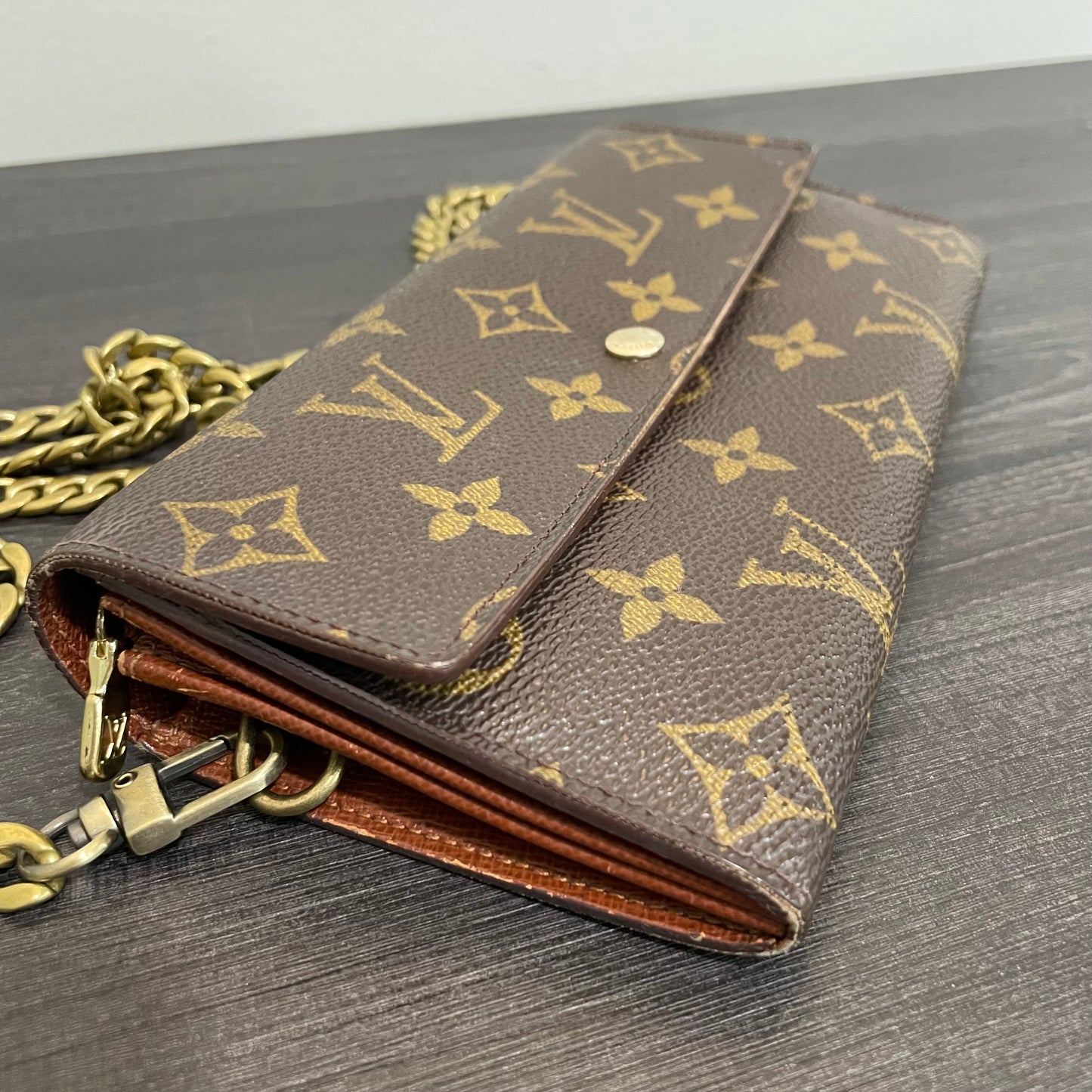 SOLD! Louis Vuitton Monogram Wallet with Chain