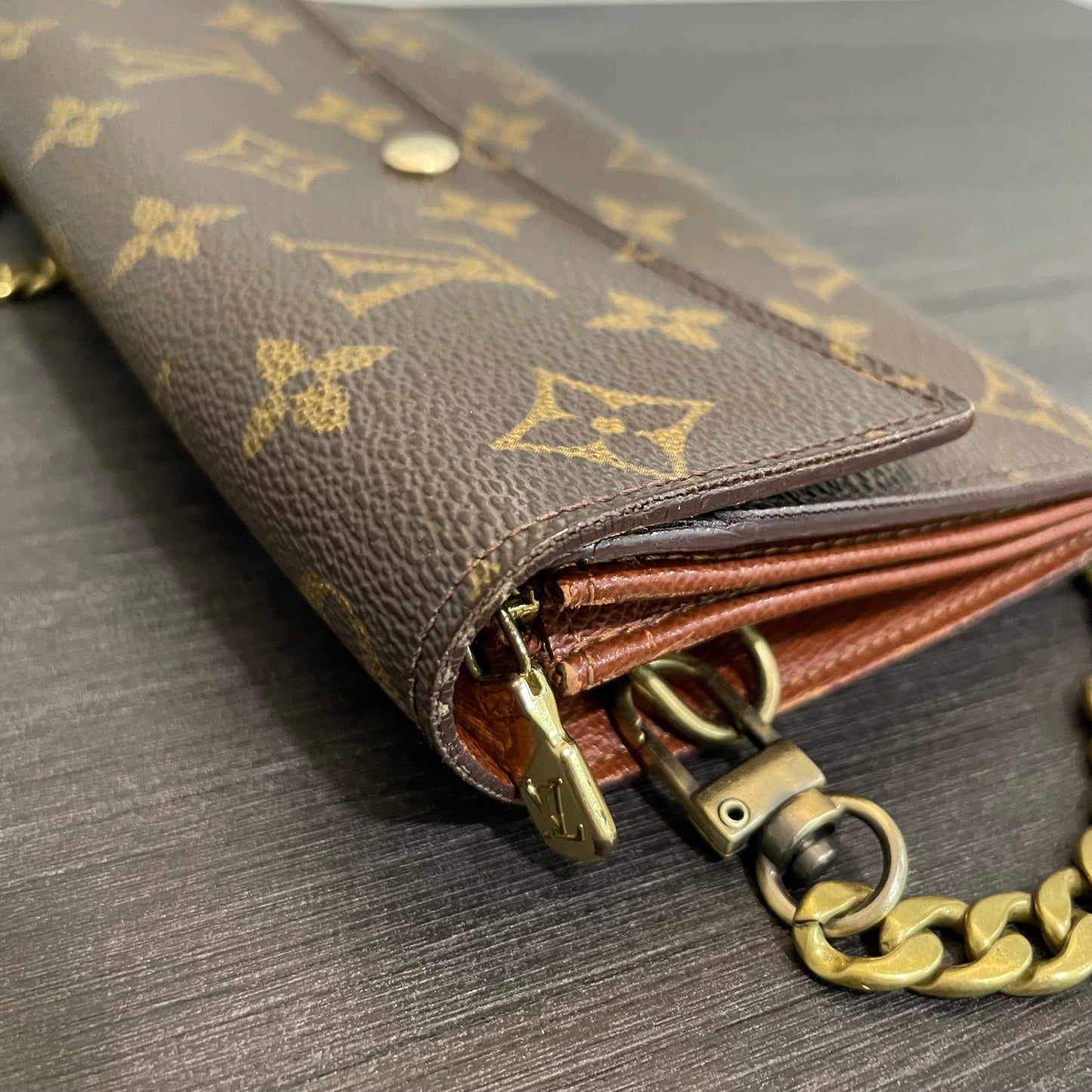 SOLD! Louis Vuitton Monogram Wallet with Chain