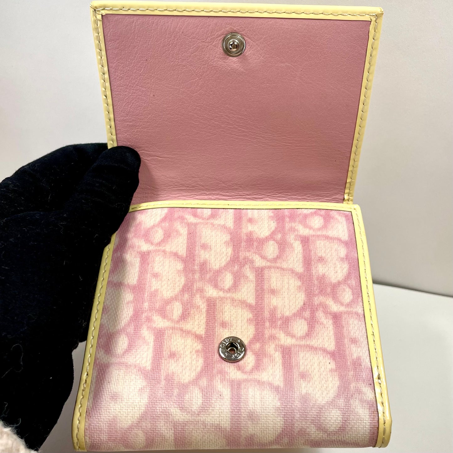 CHRISTIAN DIOR Pink Monogram Girly Compact Wallet