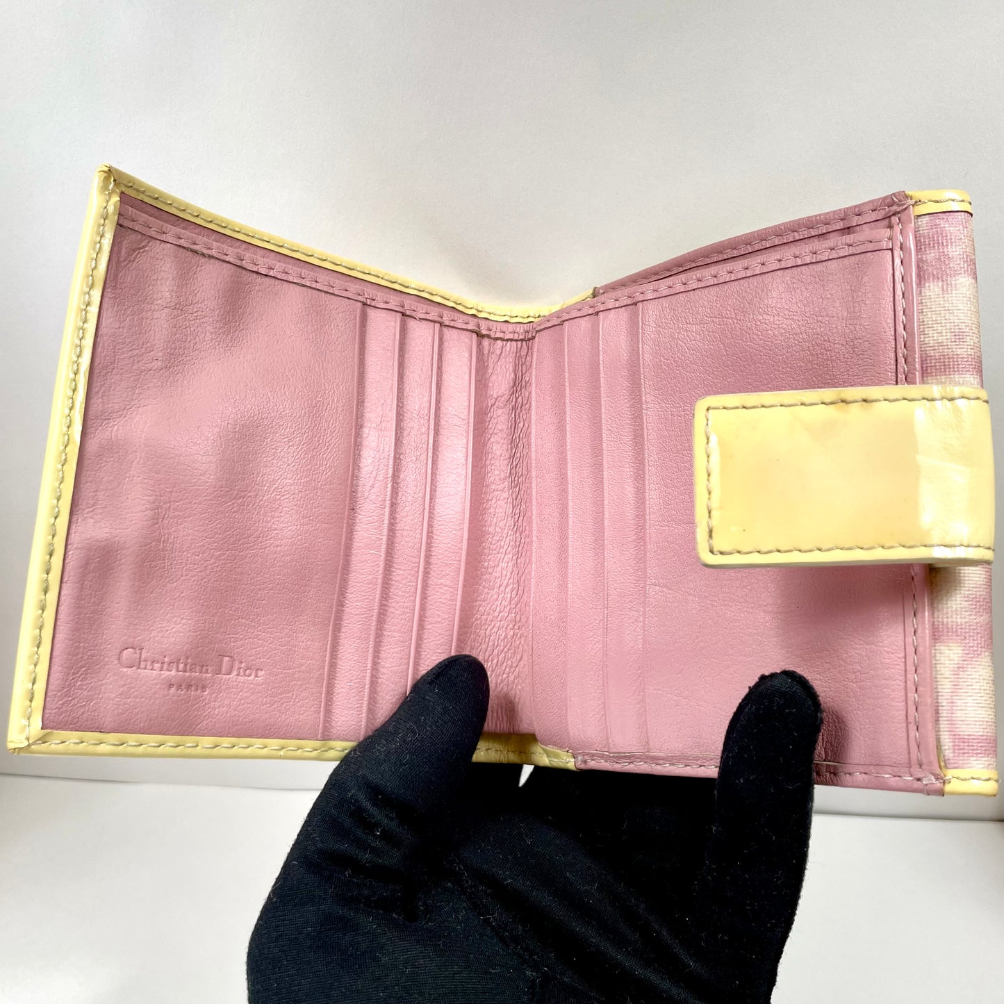 CHRISTIAN DIOR Pink Monogram Girly Compact Wallet