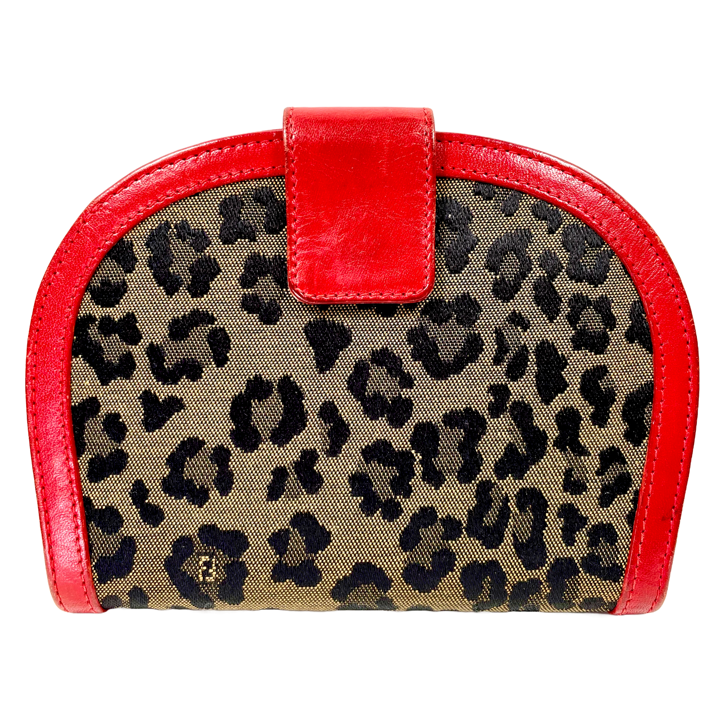 FENDI Red Leather Leopard Print Wallet
