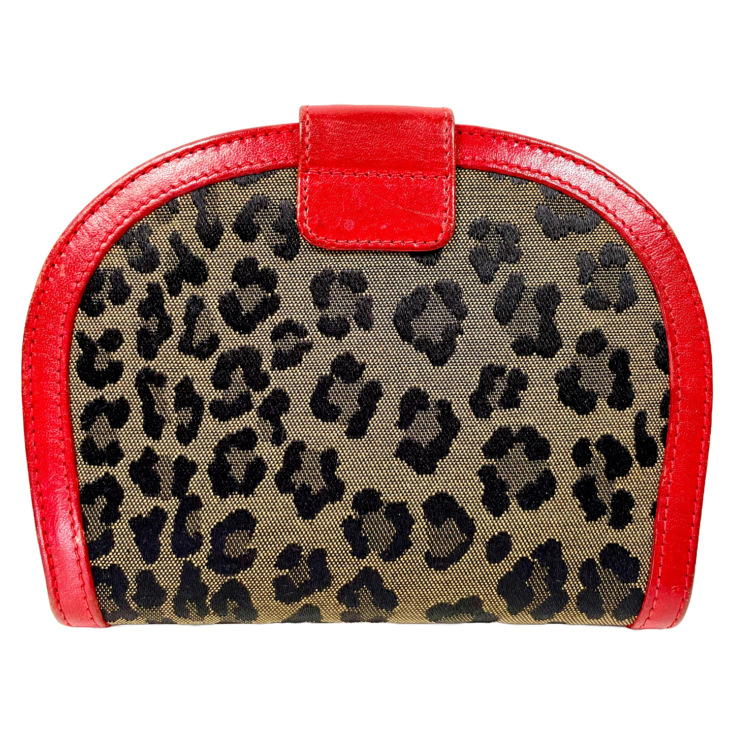 FENDI Red Leather Leopard Print Wallet