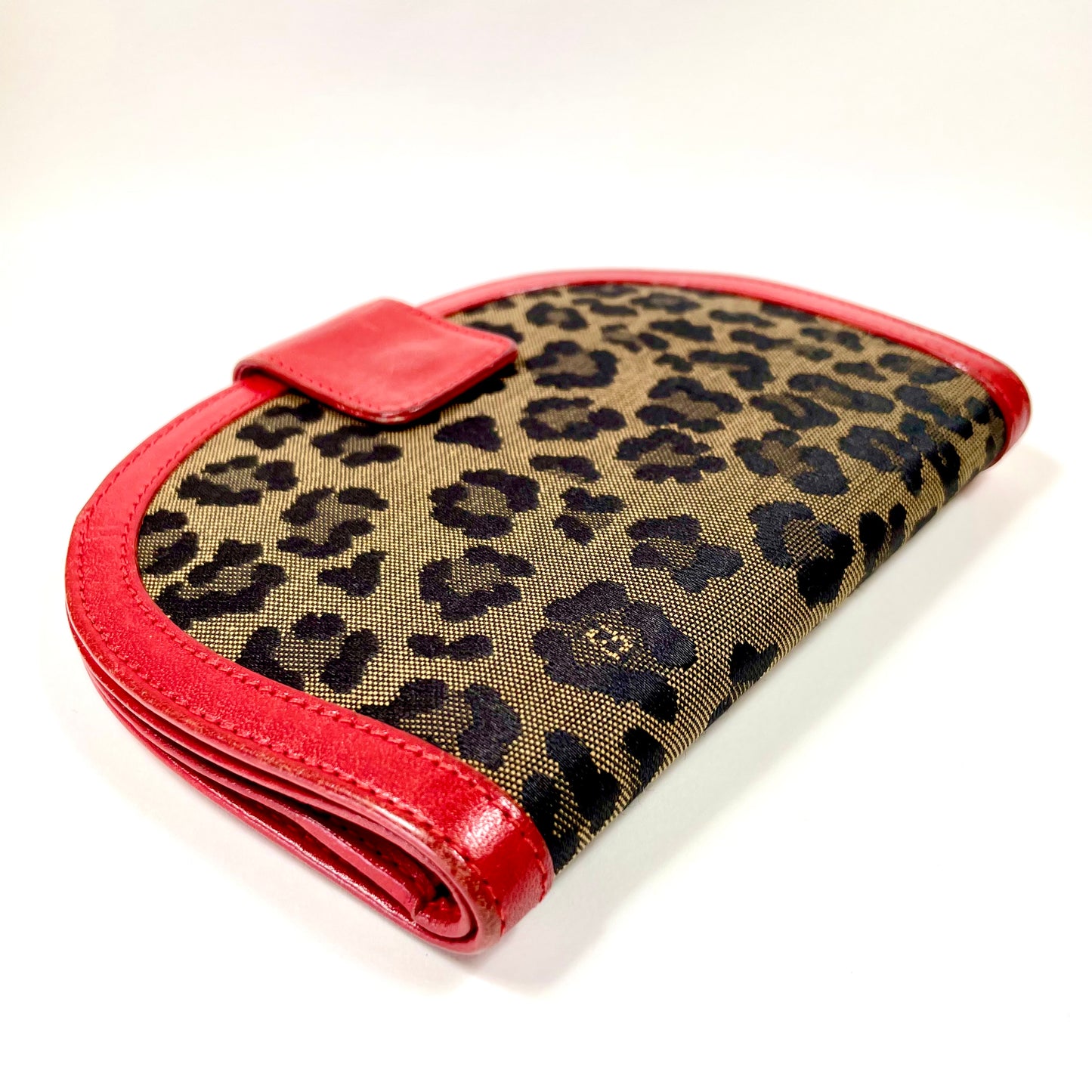 FENDI Red Leather Leopard Print Wallet