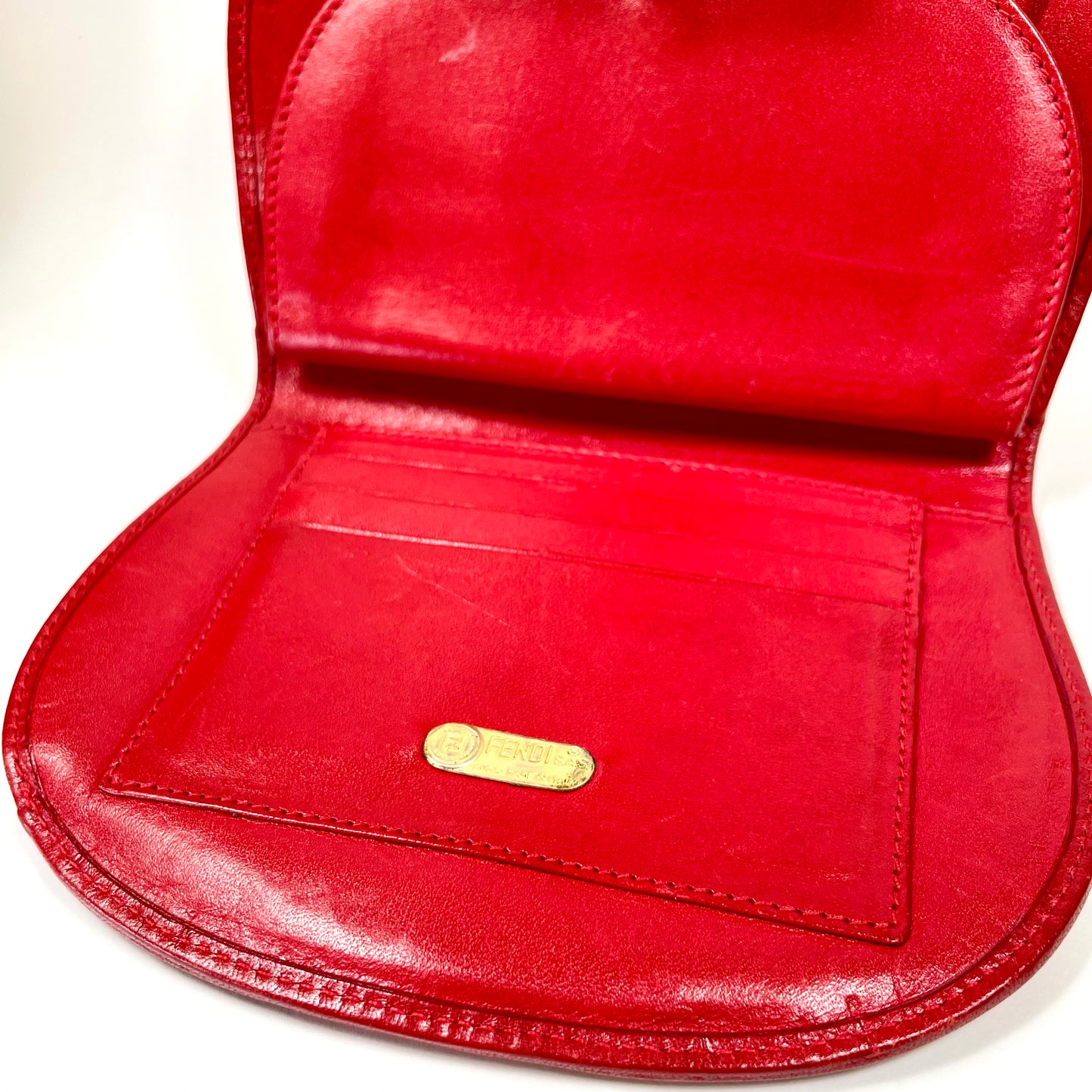 FENDI Red Leather Leopard Print Wallet