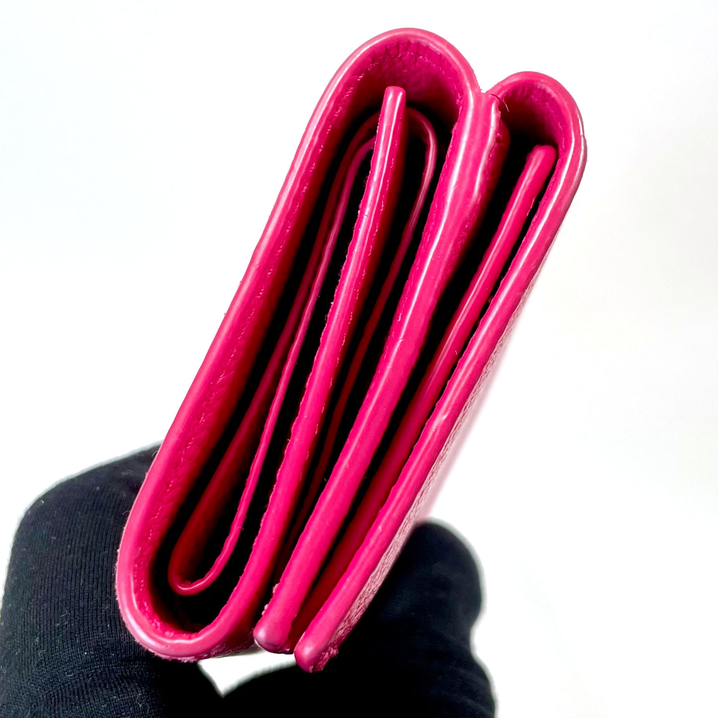 SAINT LAURENT Pink Leather Tri-fold Mini Wallet