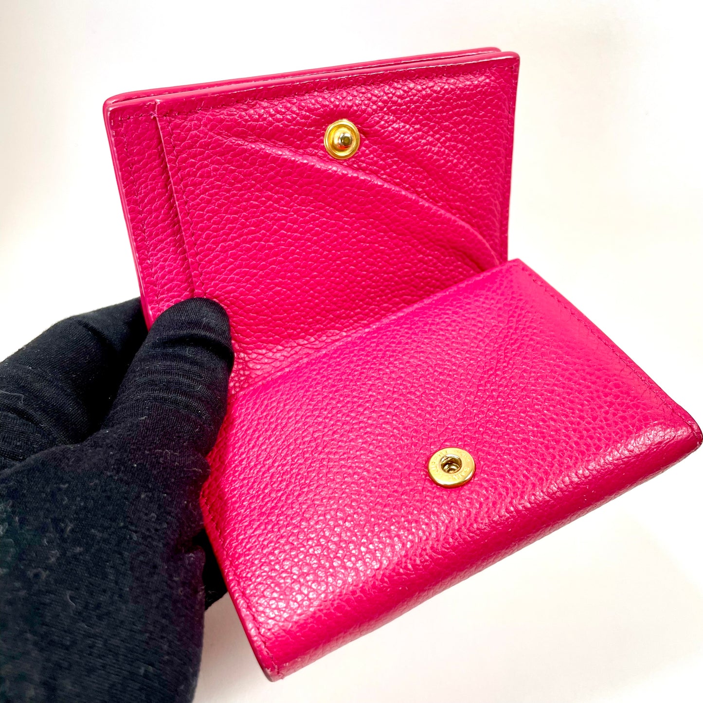 SAINT LAURENT Pink Leather Tri-fold Mini Wallet