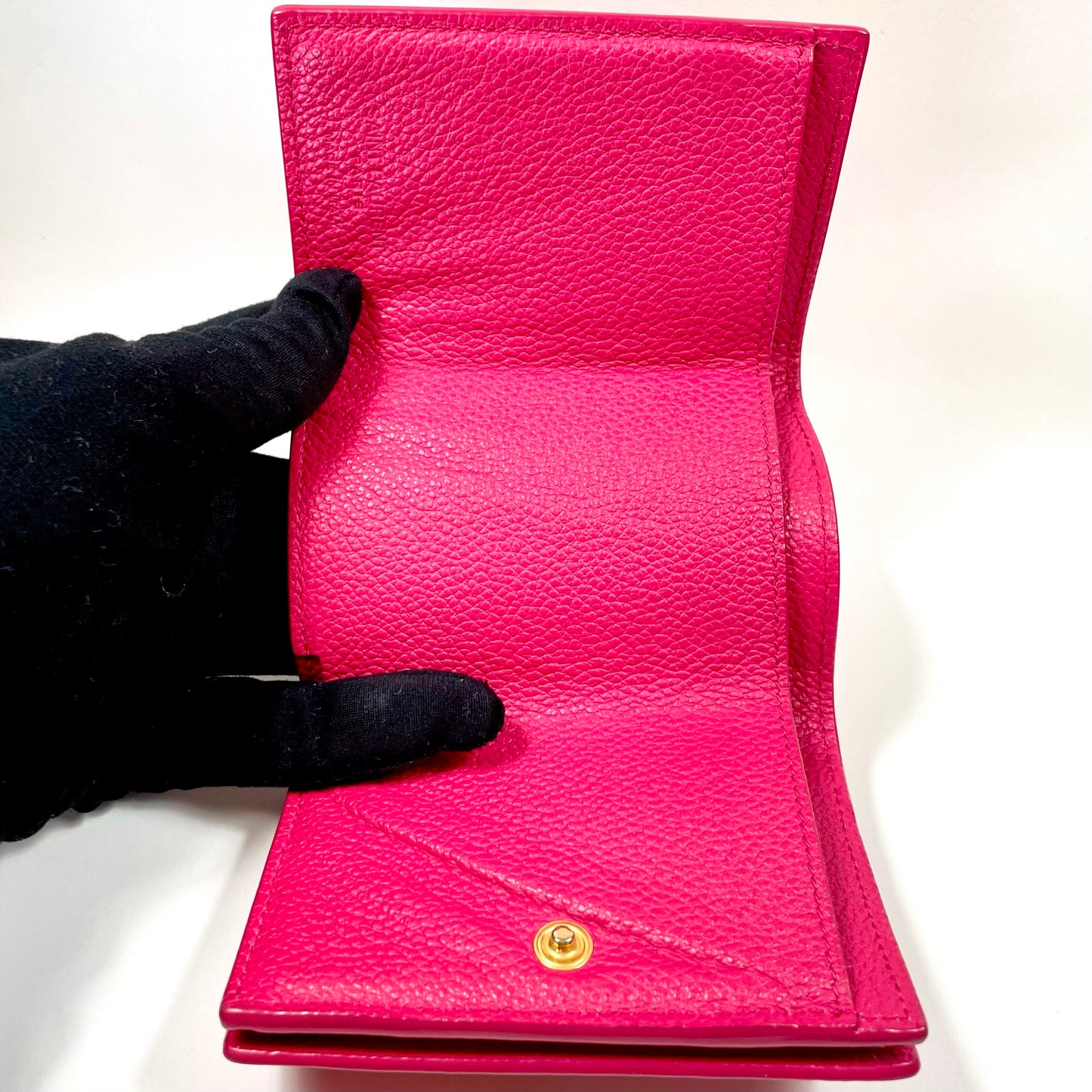 SAINT LAURENT Pink Leather Tri-fold Mini Wallet