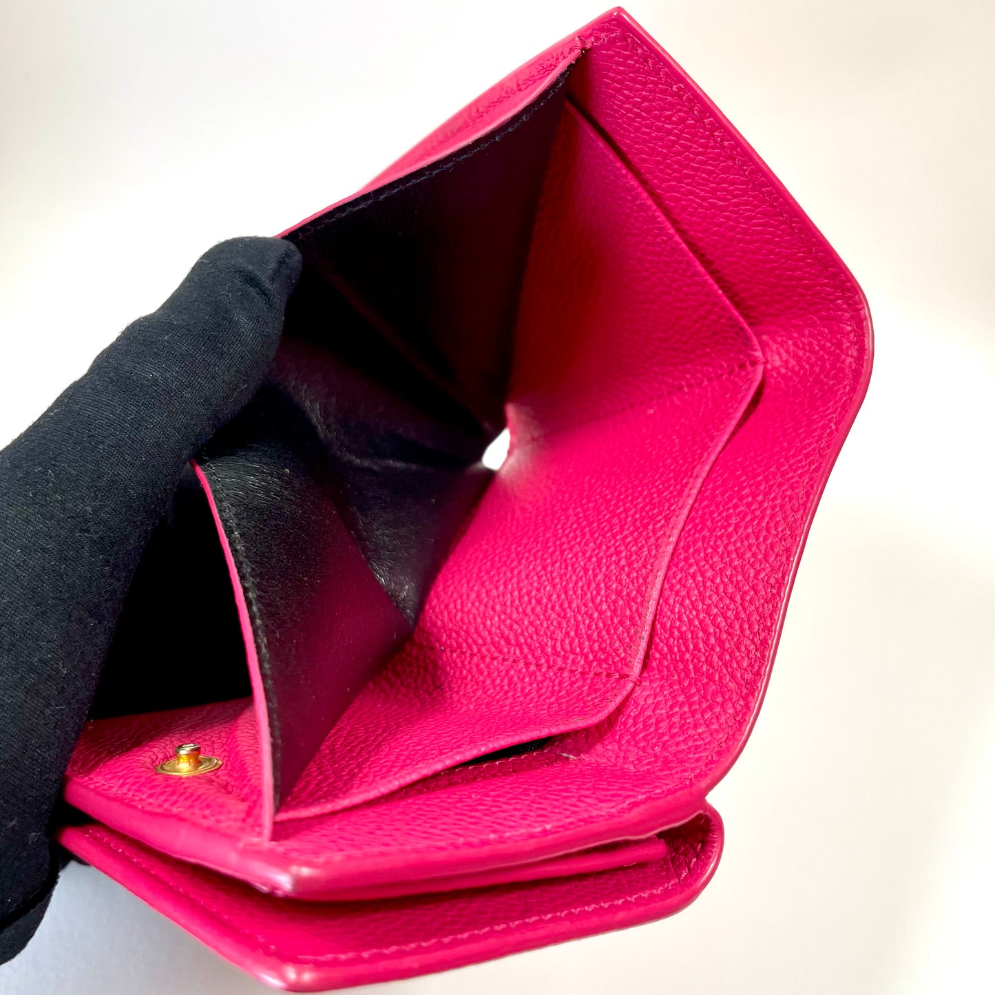 SAINT LAURENT Pink Leather Tri-fold Mini Wallet
