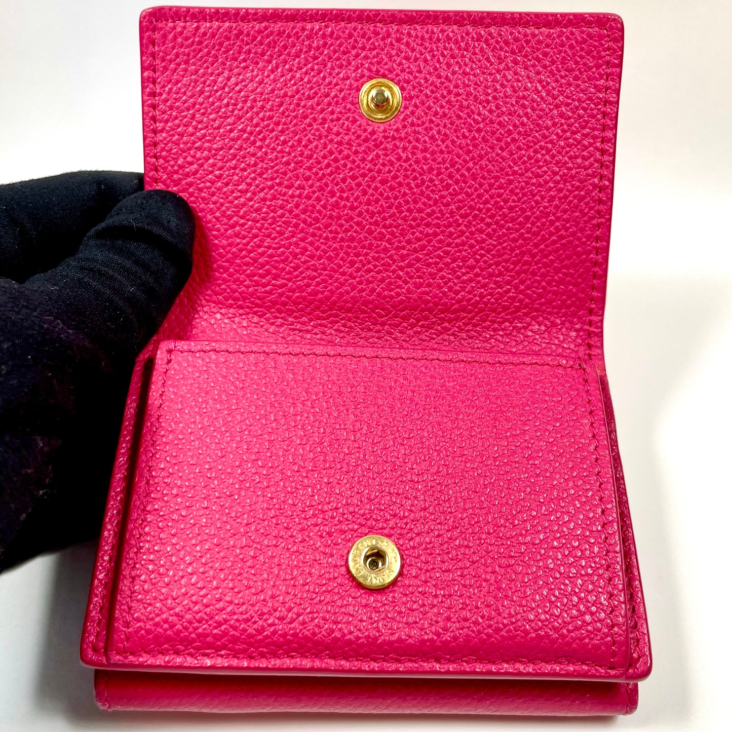 SAINT LAURENT Pink Leather Tri-fold Mini Wallet