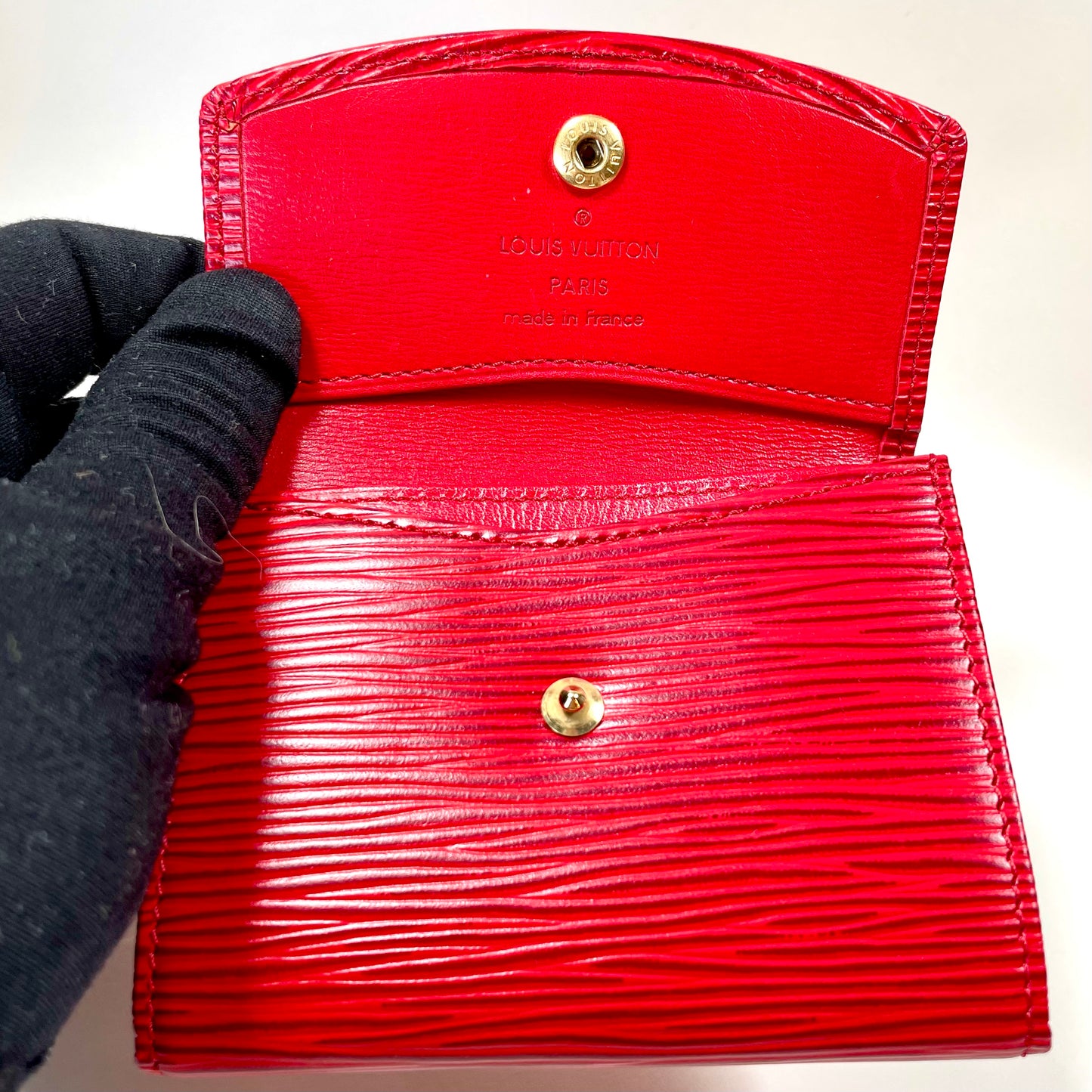 LOUIS VUITTON Red Epi Coin Purse with Box