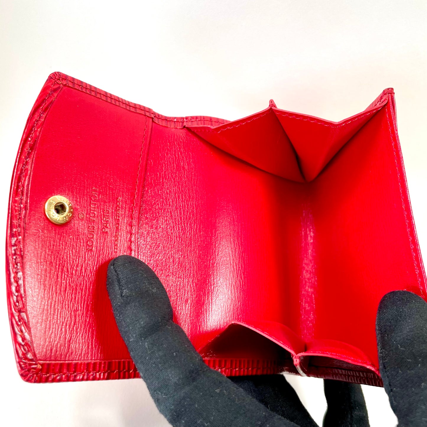 LOUIS VUITTON Red Epi Coin Purse with Box