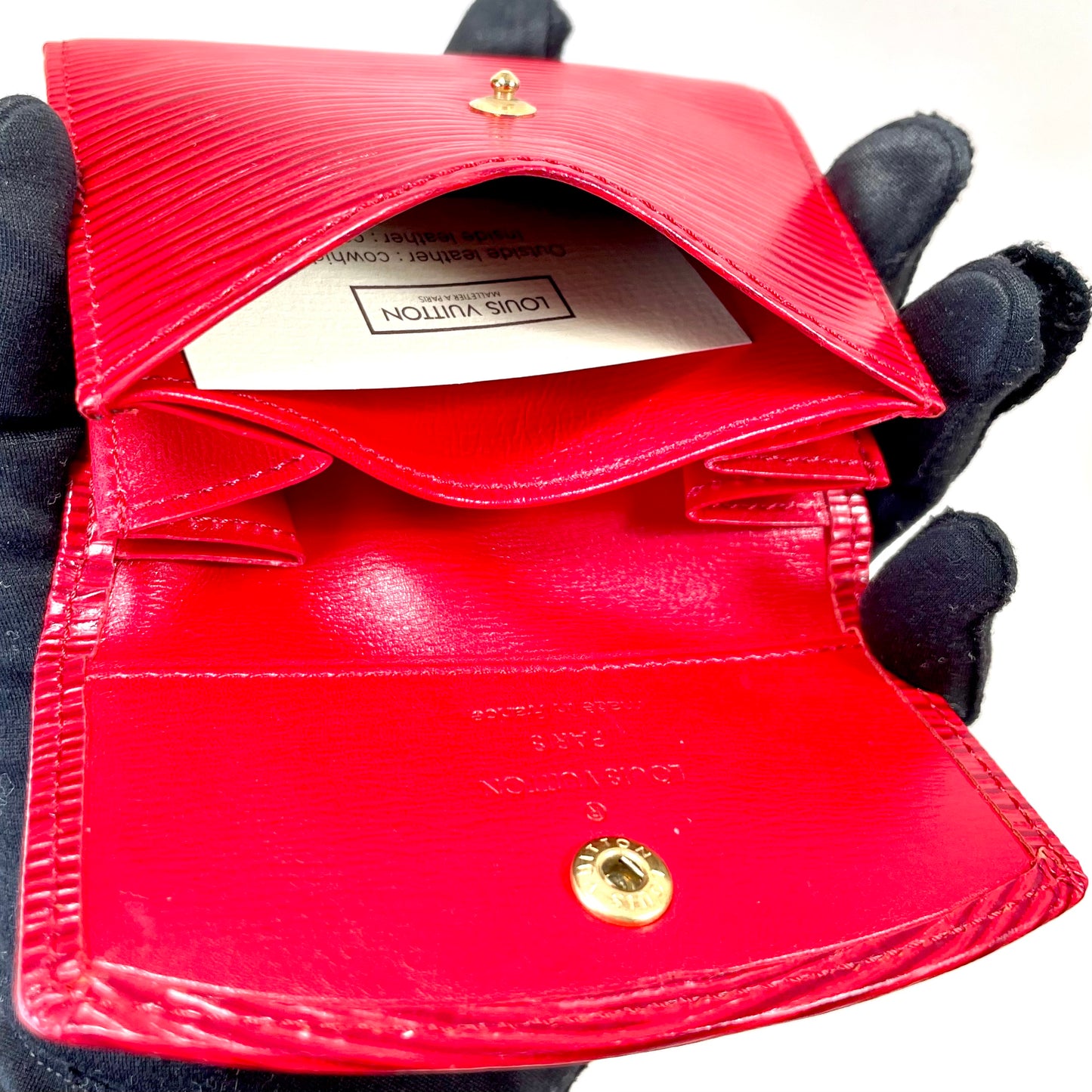 LOUIS VUITTON Red Epi Coin Purse with Box