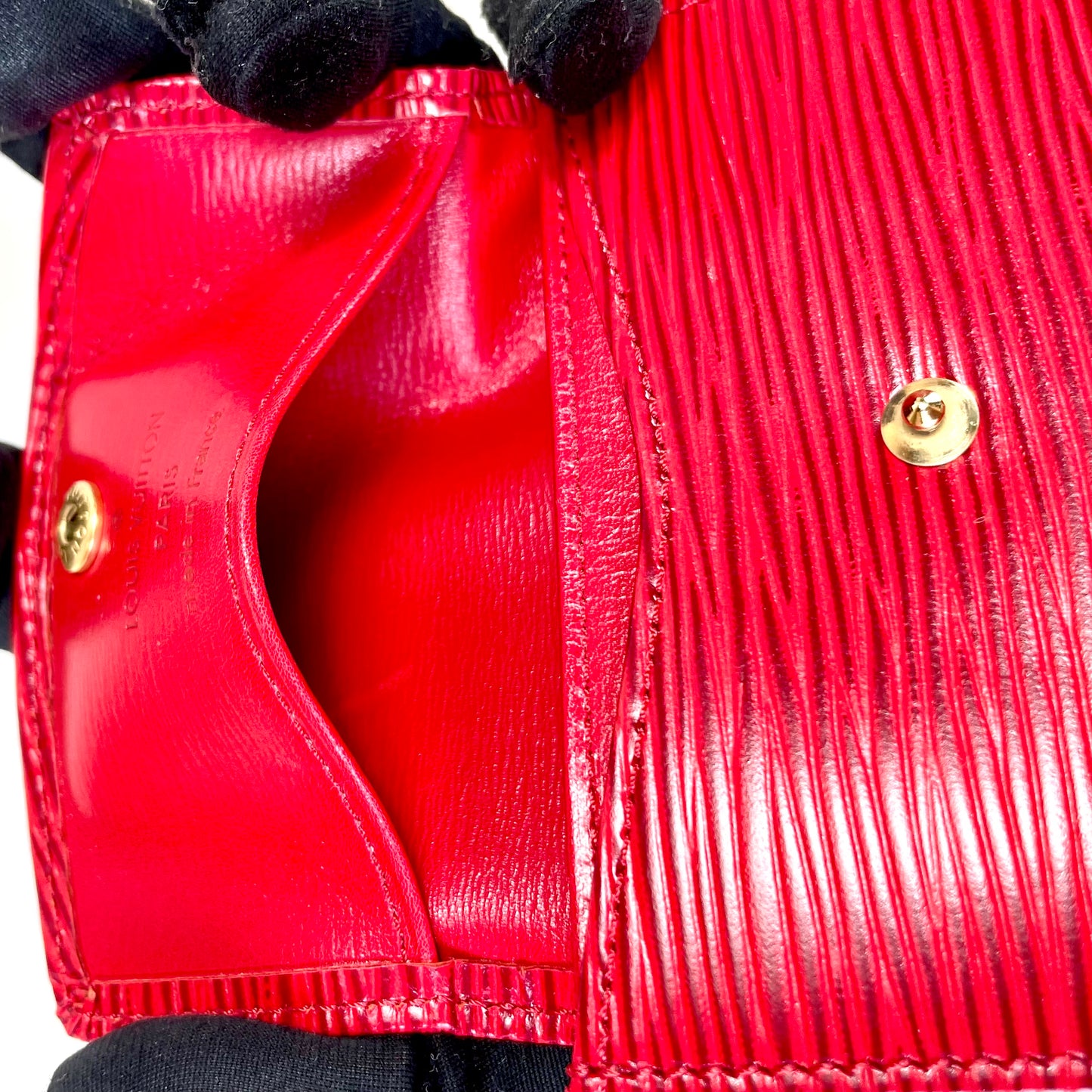 LOUIS VUITTON Red Epi Coin Purse with Box