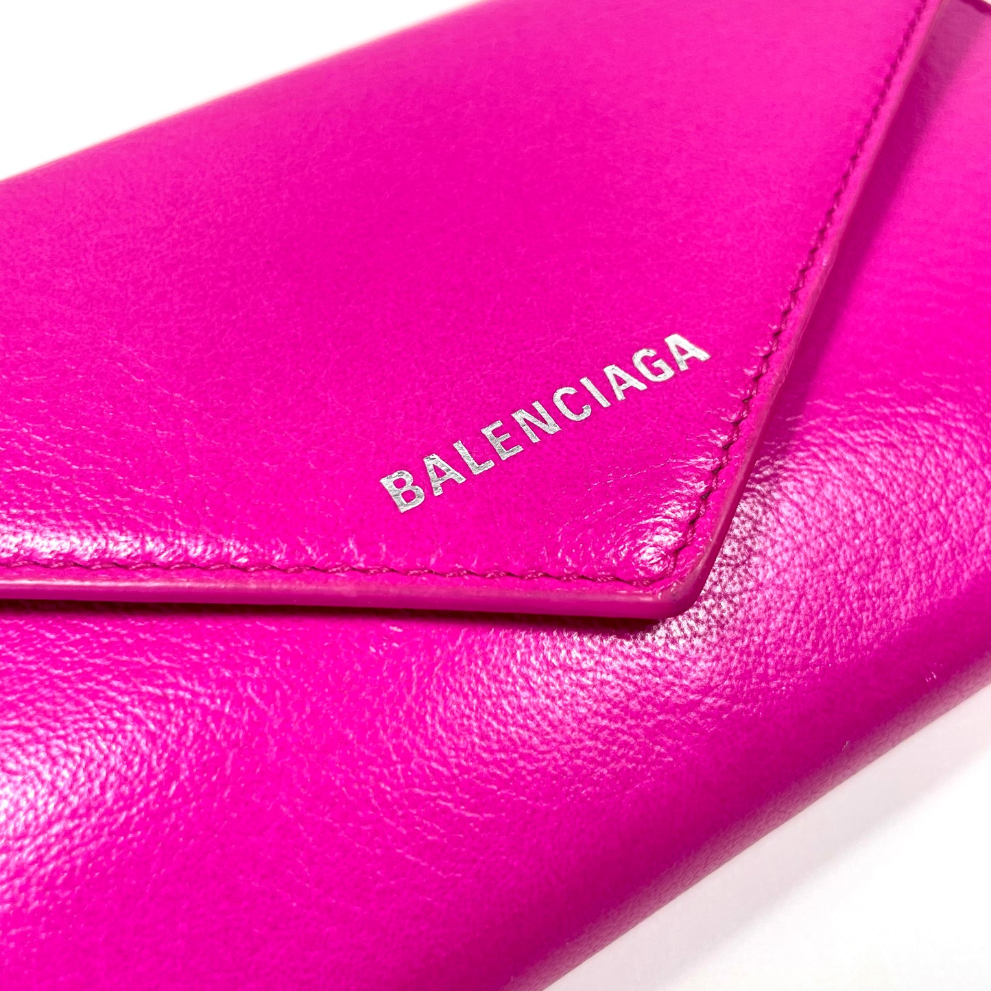 BALENCIAGA Hot Pink Leather Long Wallet