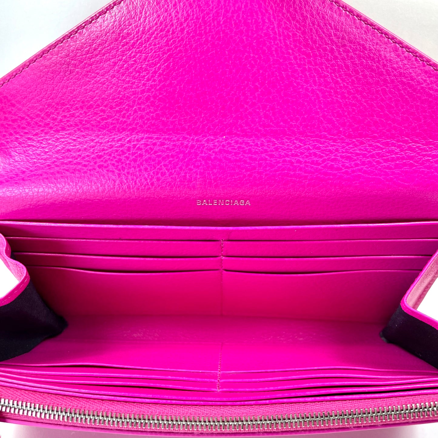 BALENCIAGA Hot Pink Leather Long Wallet