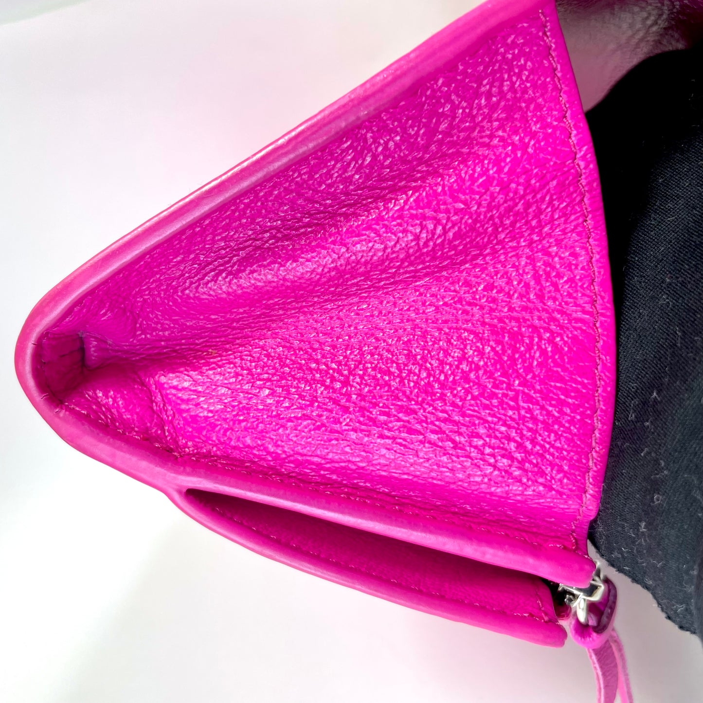 BALENCIAGA Hot Pink Leather Long Wallet