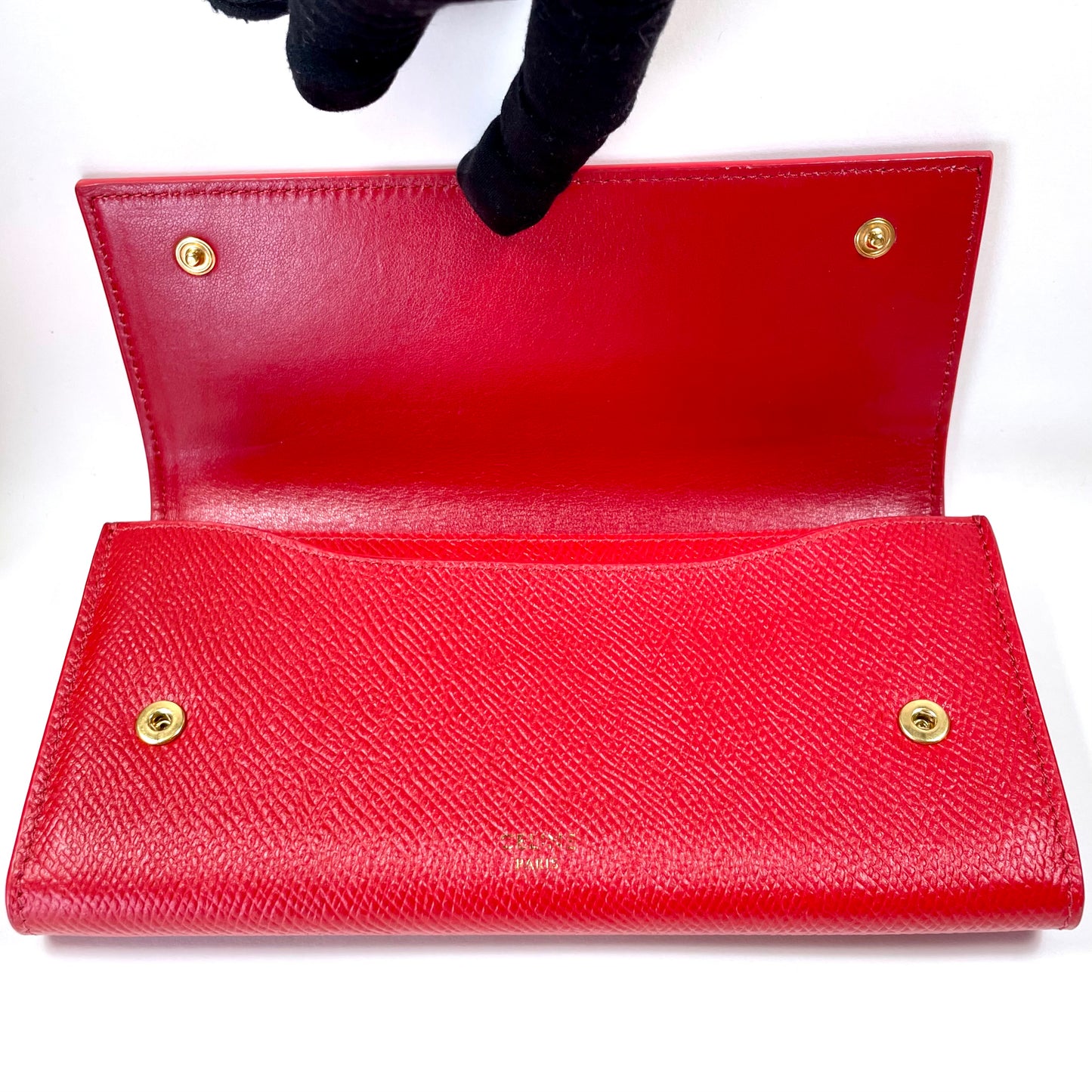 CELINE Red Leather Long Wallet