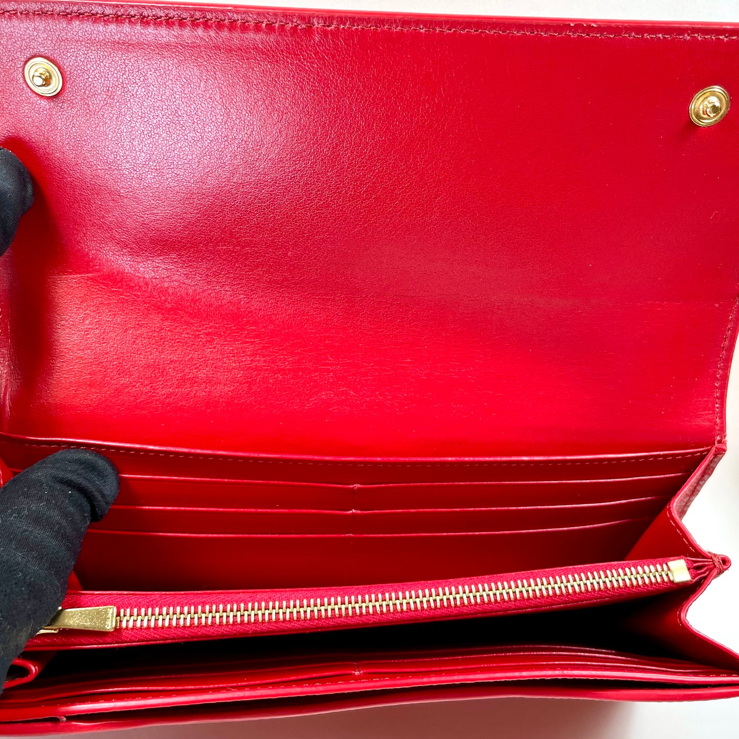 CELINE Red Leather Long Wallet