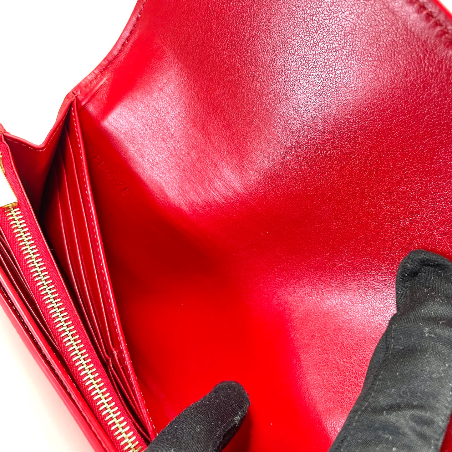 CELINE Red Leather Long Wallet