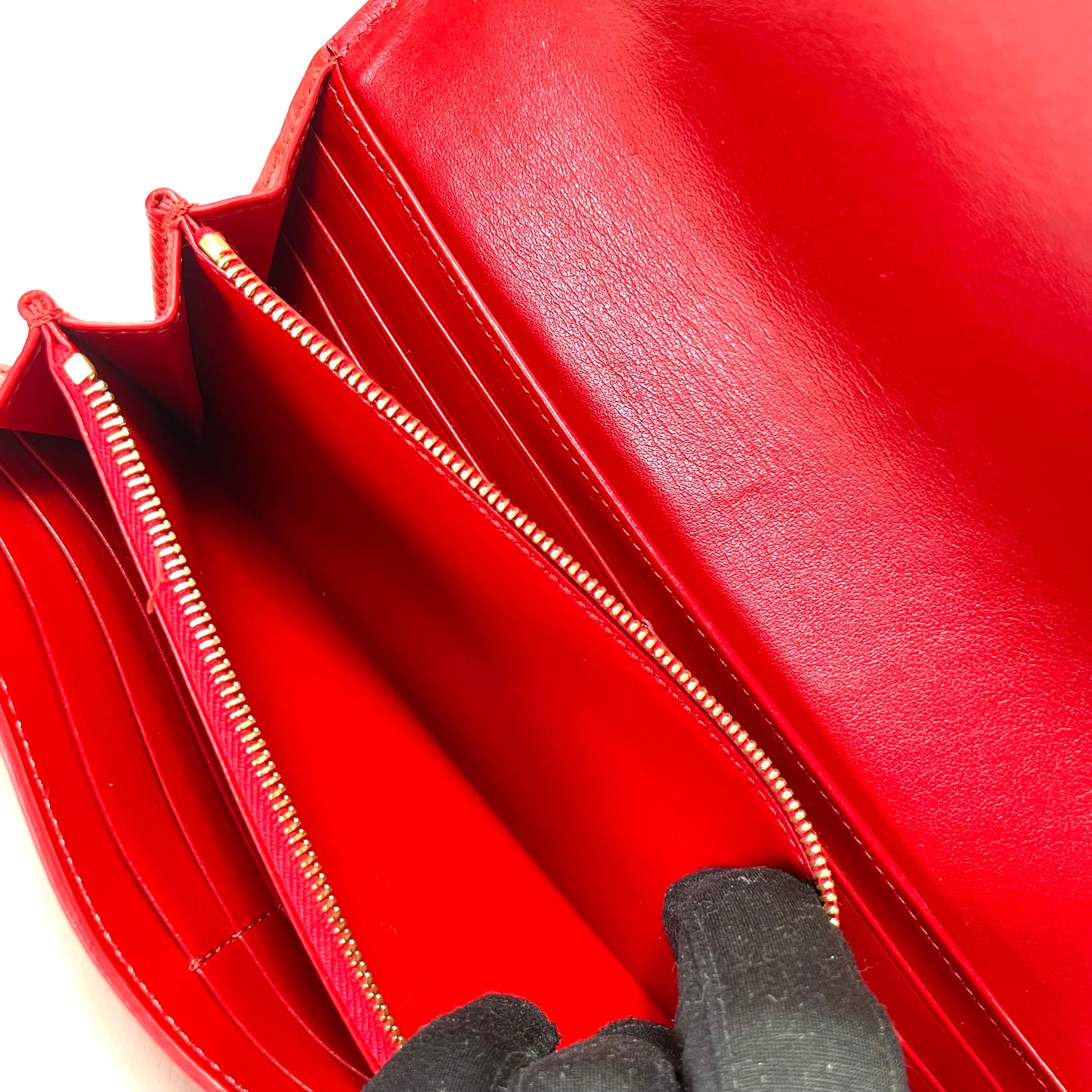 CELINE Red Leather Long Wallet