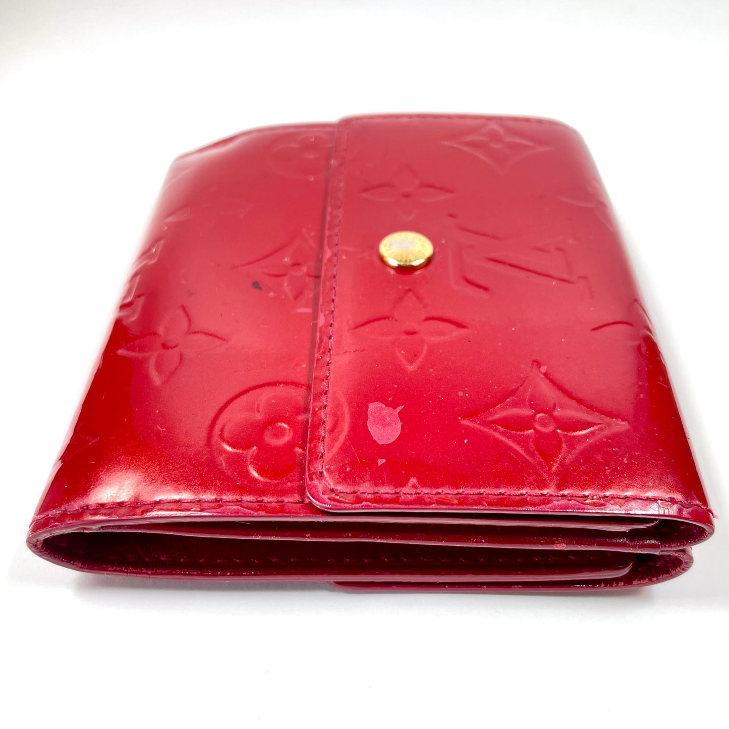 LOUIS VUITTON Red Monogram Vernis Leather Compact Wallet