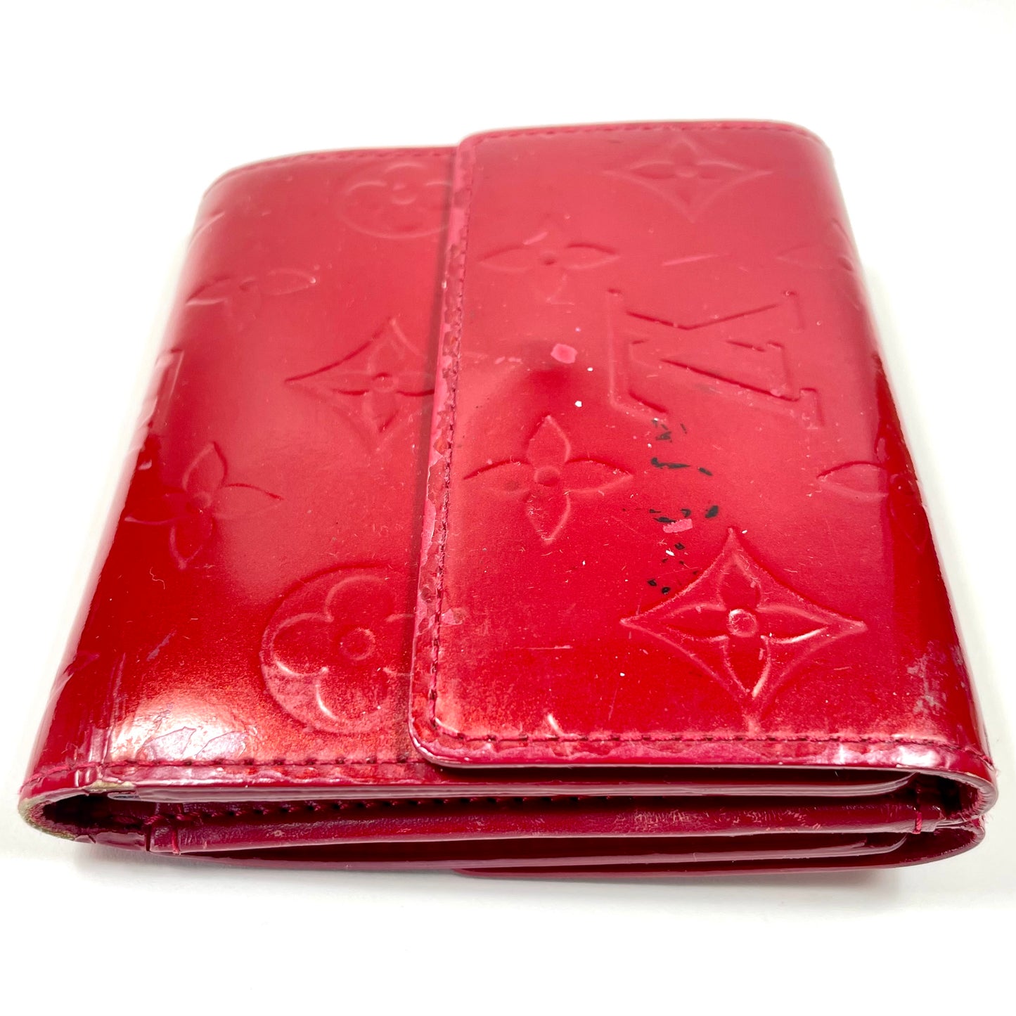 LOUIS VUITTON Red Monogram Vernis Leather Compact Wallet