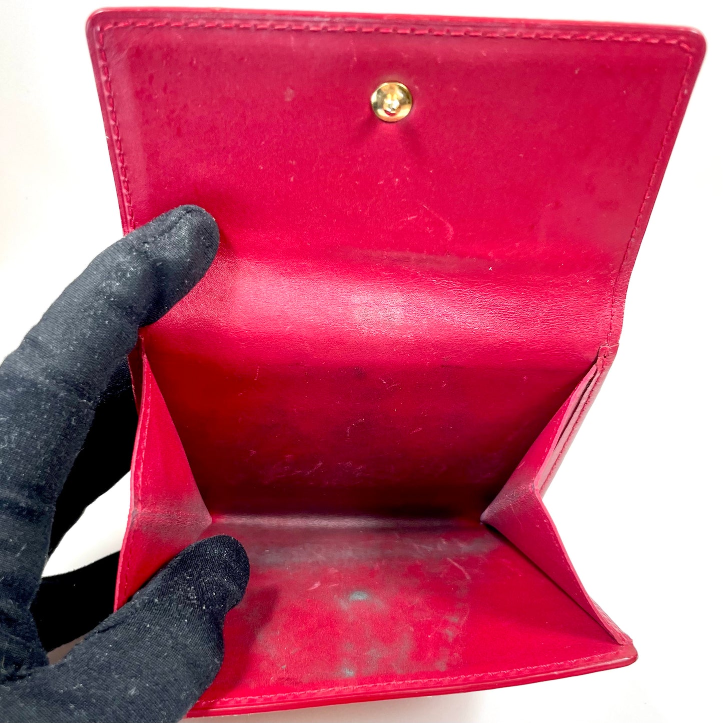LOUIS VUITTON Red Monogram Vernis Leather Compact Wallet