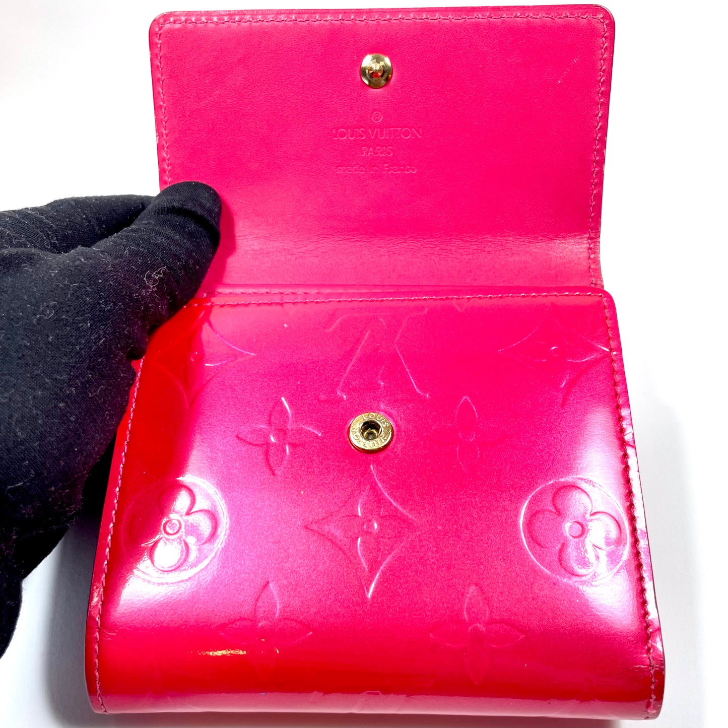LOUIS VUITTON Hot Pink Monogram Vernis Leather Compact Wallet