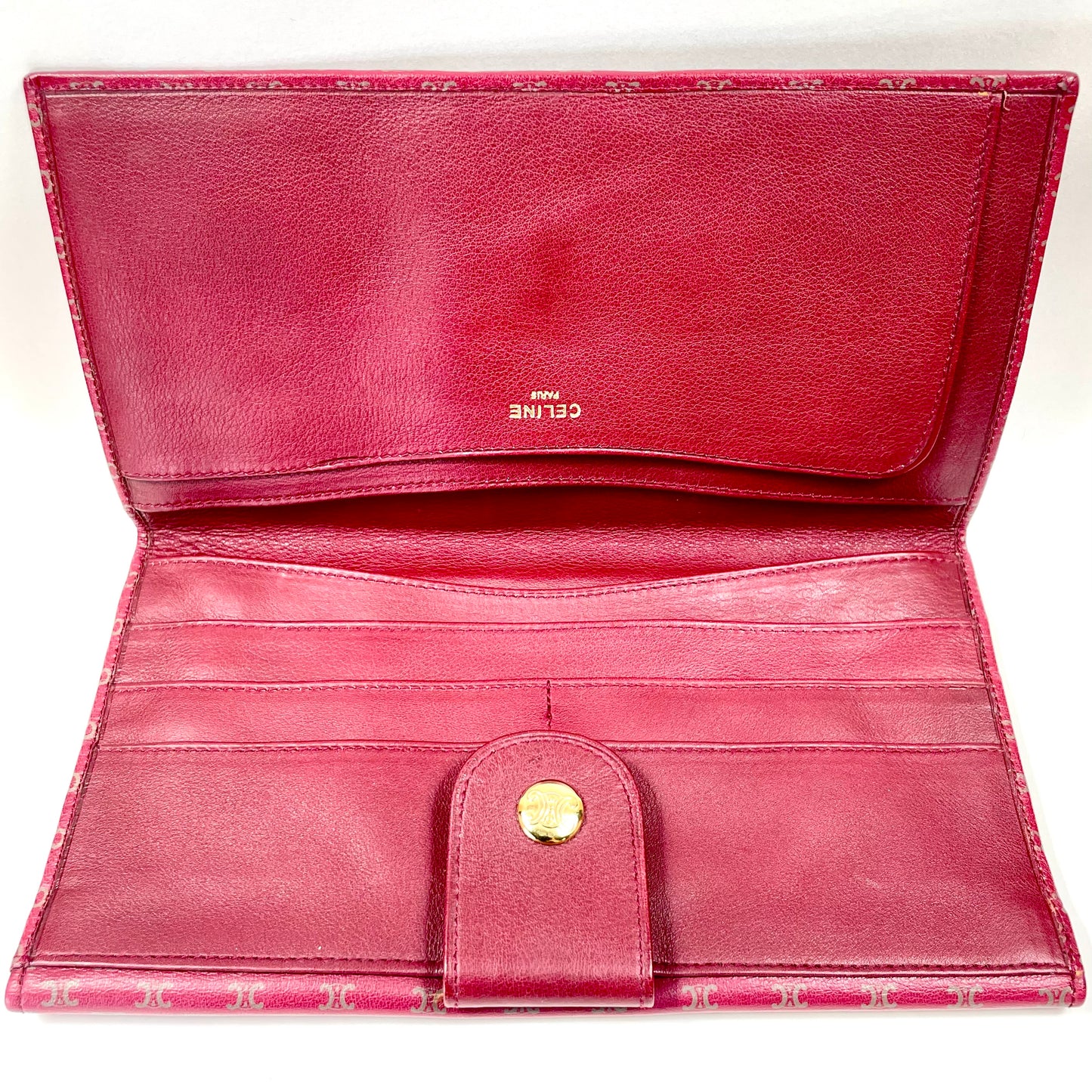 CELINE Red Leather Long Wallet