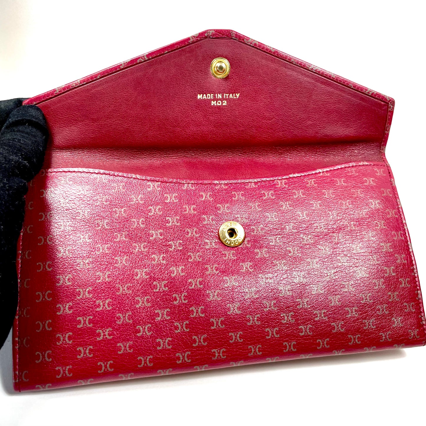 CELINE Red Leather Long Wallet