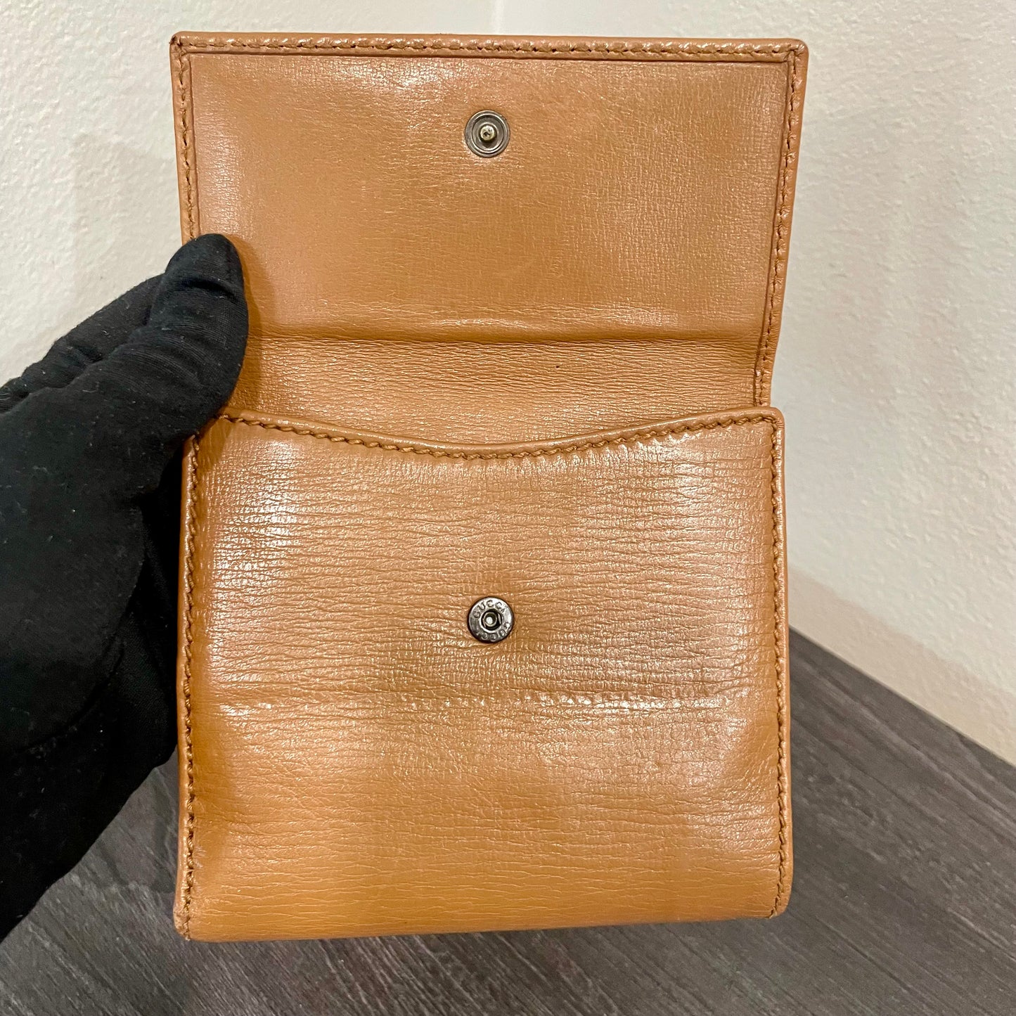 GUCCI GG Brown Leather Bi-fold Wallet